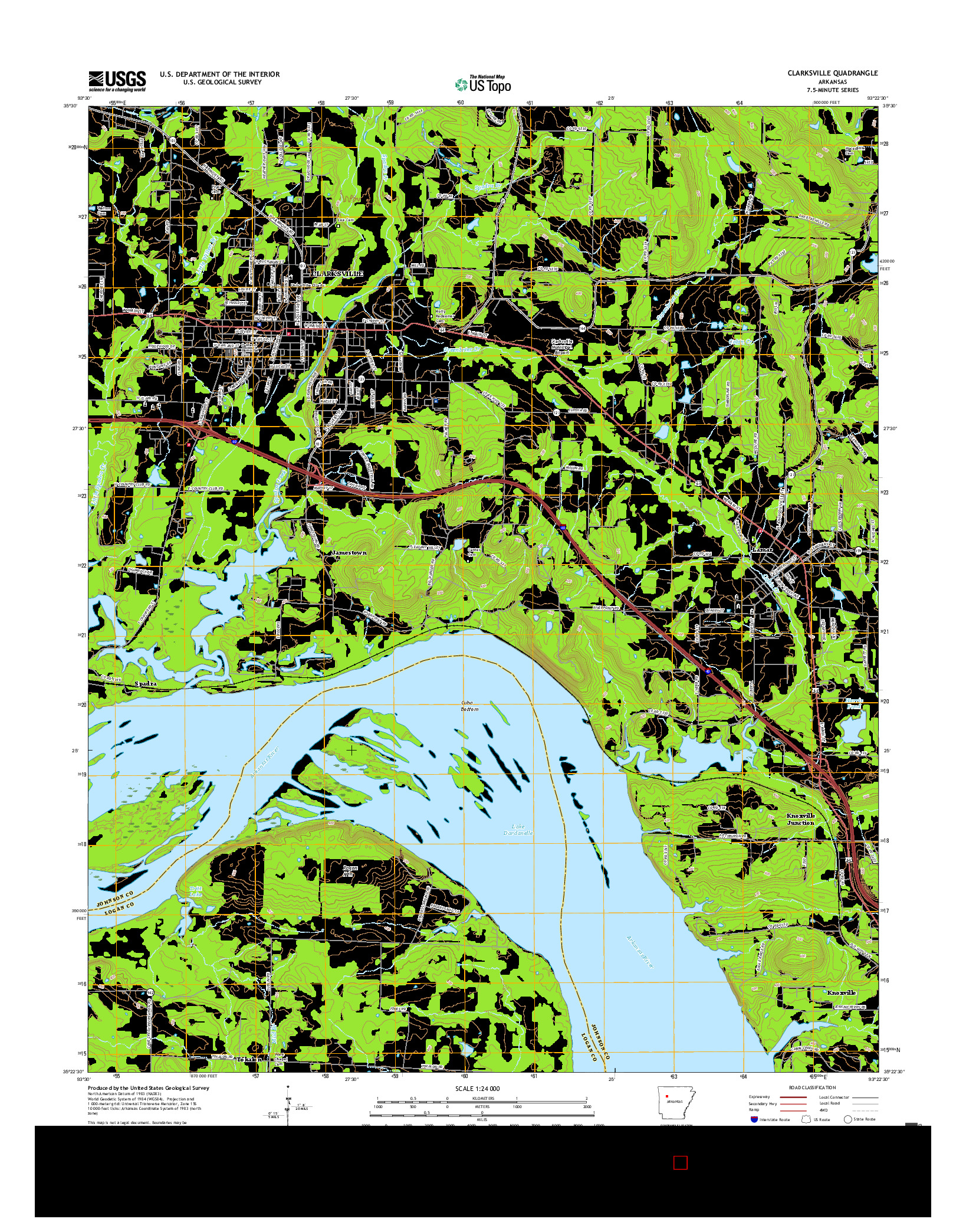 USGS US TOPO 7.5-MINUTE MAP FOR CLARKSVILLE, AR 2017
