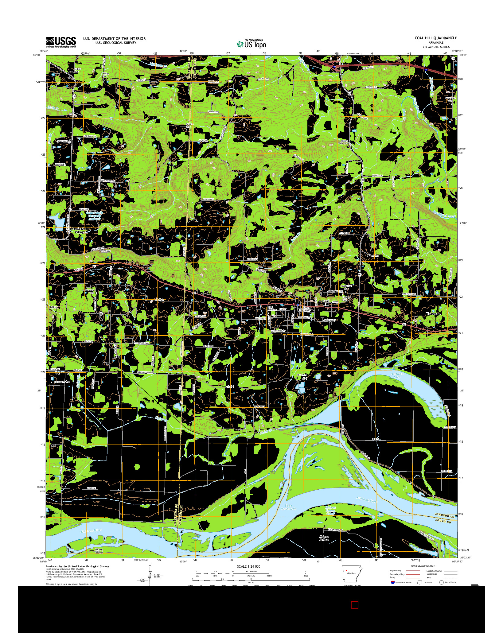 USGS US TOPO 7.5-MINUTE MAP FOR COAL HILL, AR 2017