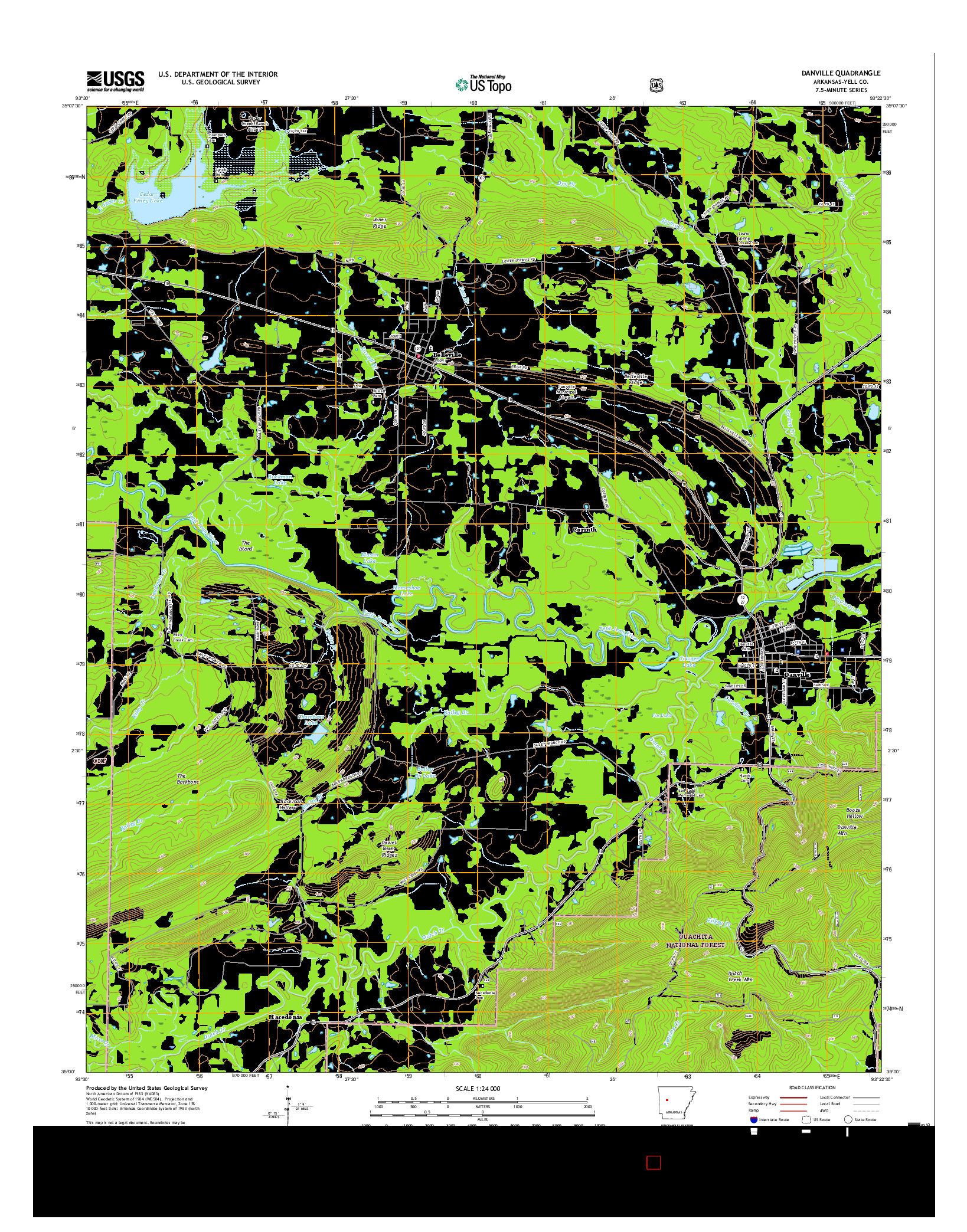 USGS US TOPO 7.5-MINUTE MAP FOR DANVILLE, AR 2017