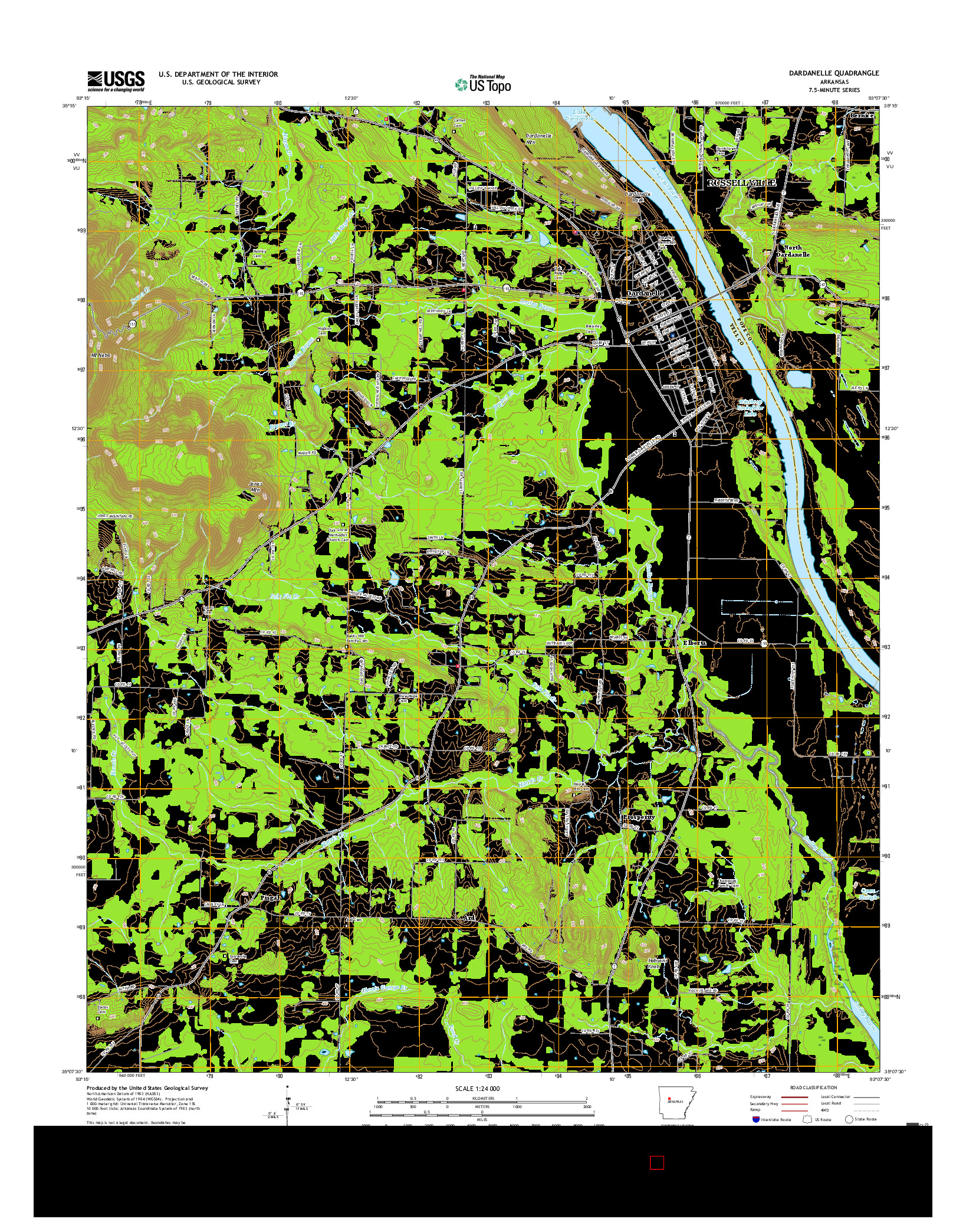 USGS US TOPO 7.5-MINUTE MAP FOR DARDANELLE, AR 2017