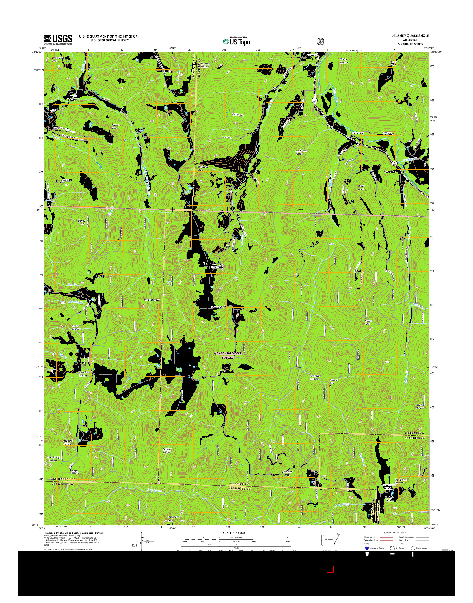 USGS US TOPO 7.5-MINUTE MAP FOR DELANEY, AR 2017