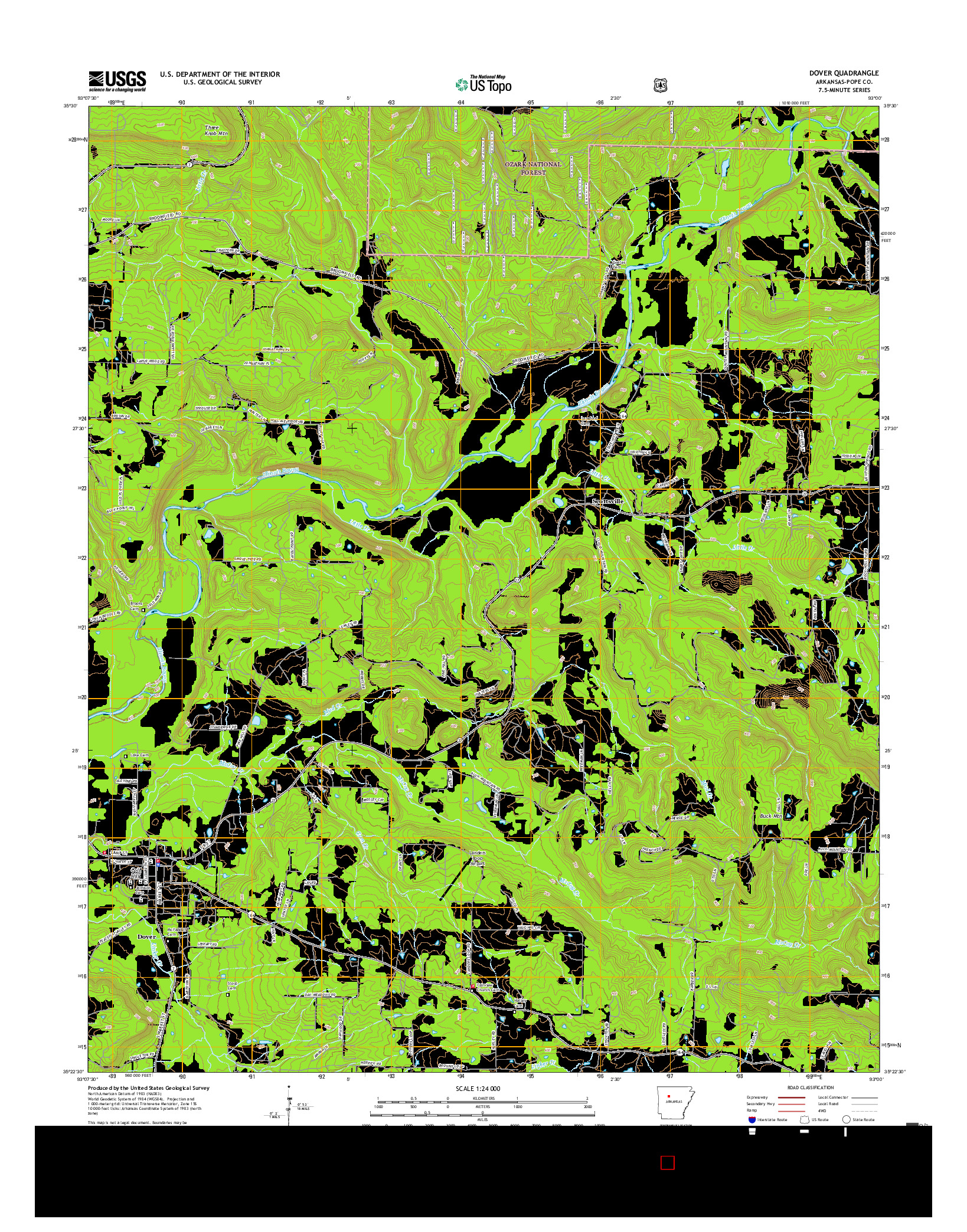 USGS US TOPO 7.5-MINUTE MAP FOR DOVER, AR 2017