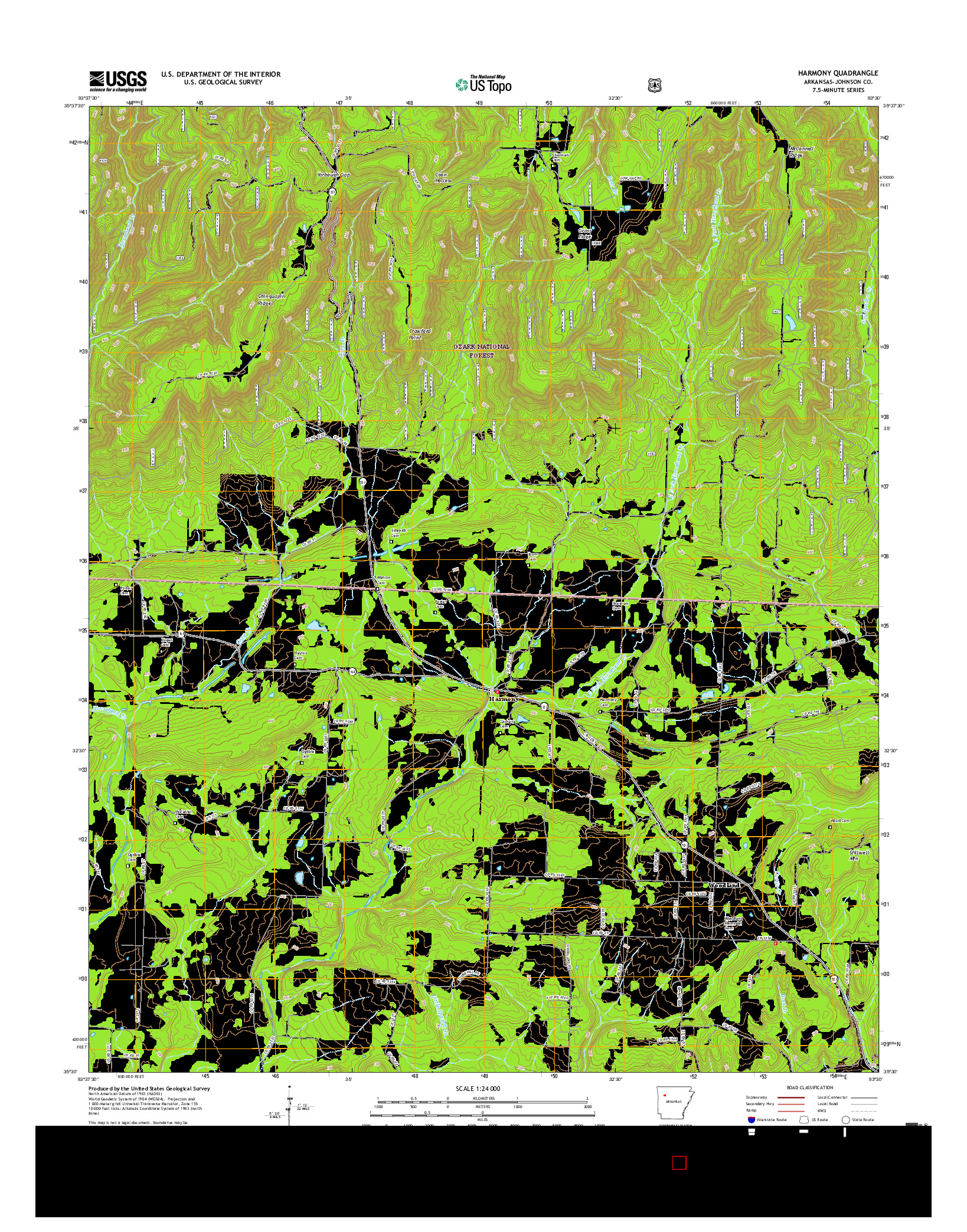 USGS US TOPO 7.5-MINUTE MAP FOR HARMONY, AR 2017