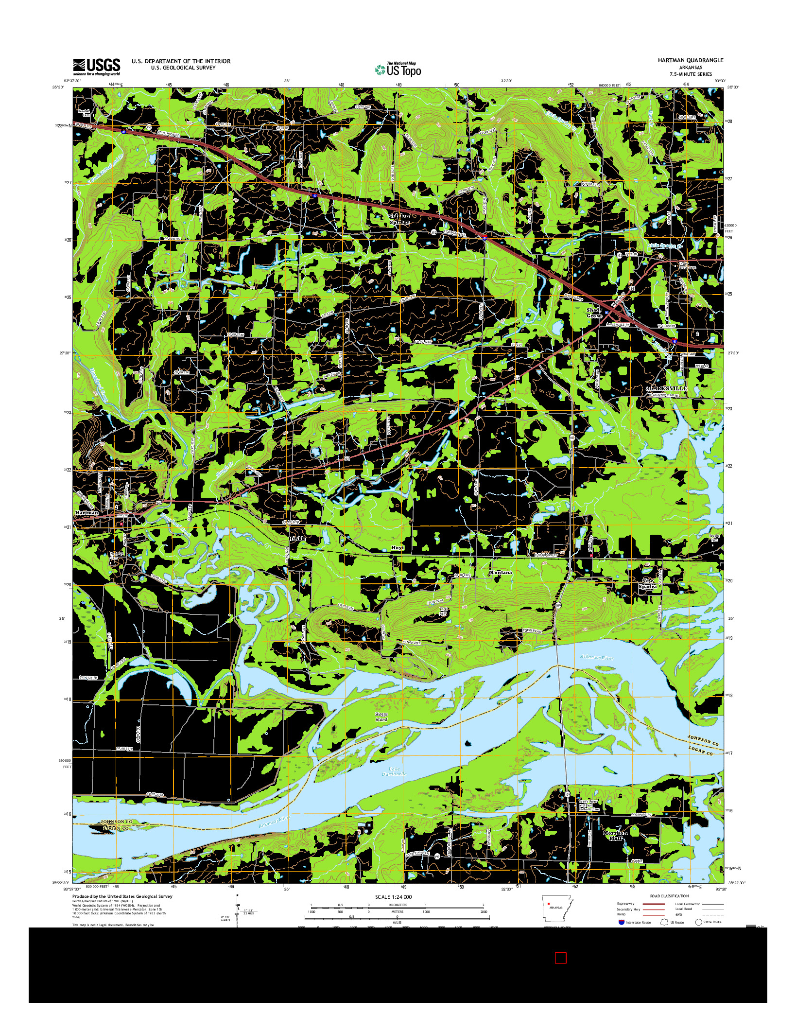 USGS US TOPO 7.5-MINUTE MAP FOR HARTMAN, AR 2017