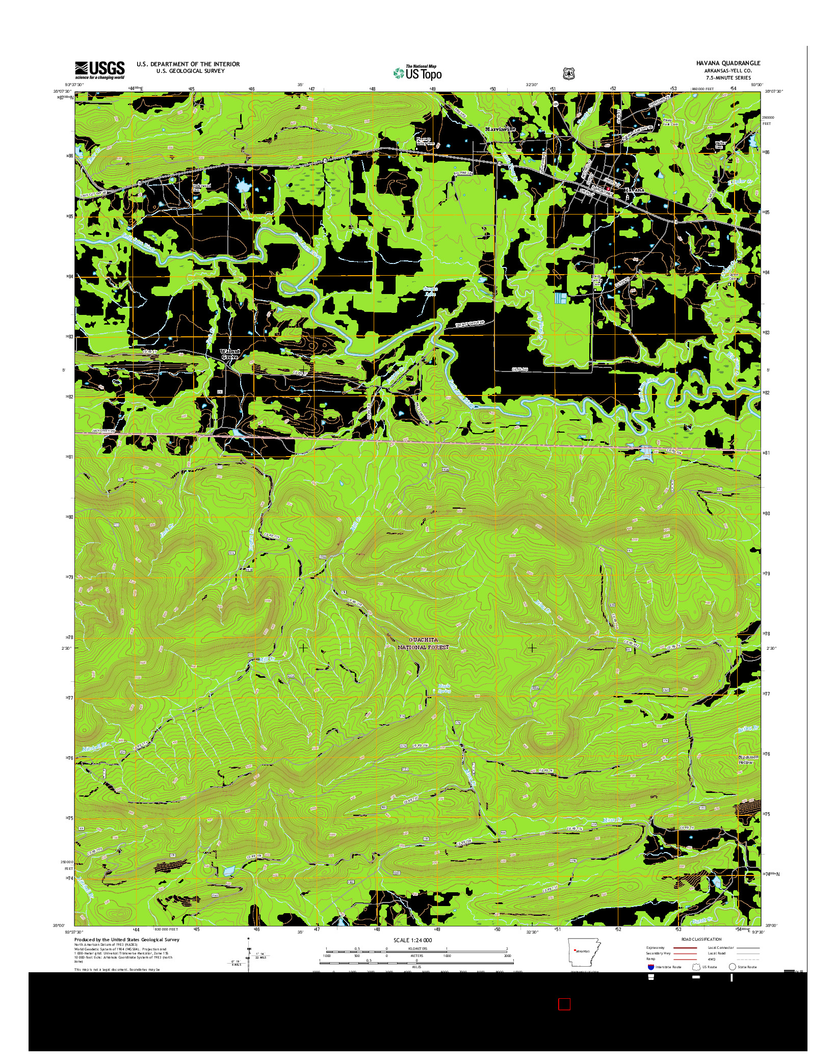 USGS US TOPO 7.5-MINUTE MAP FOR HAVANA, AR 2017