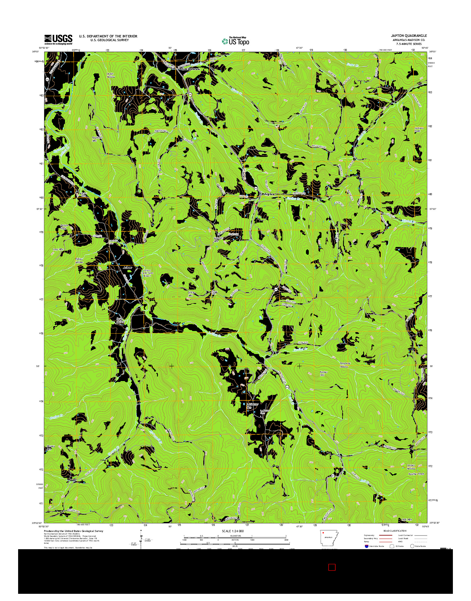 USGS US TOPO 7.5-MINUTE MAP FOR JAPTON, AR 2017