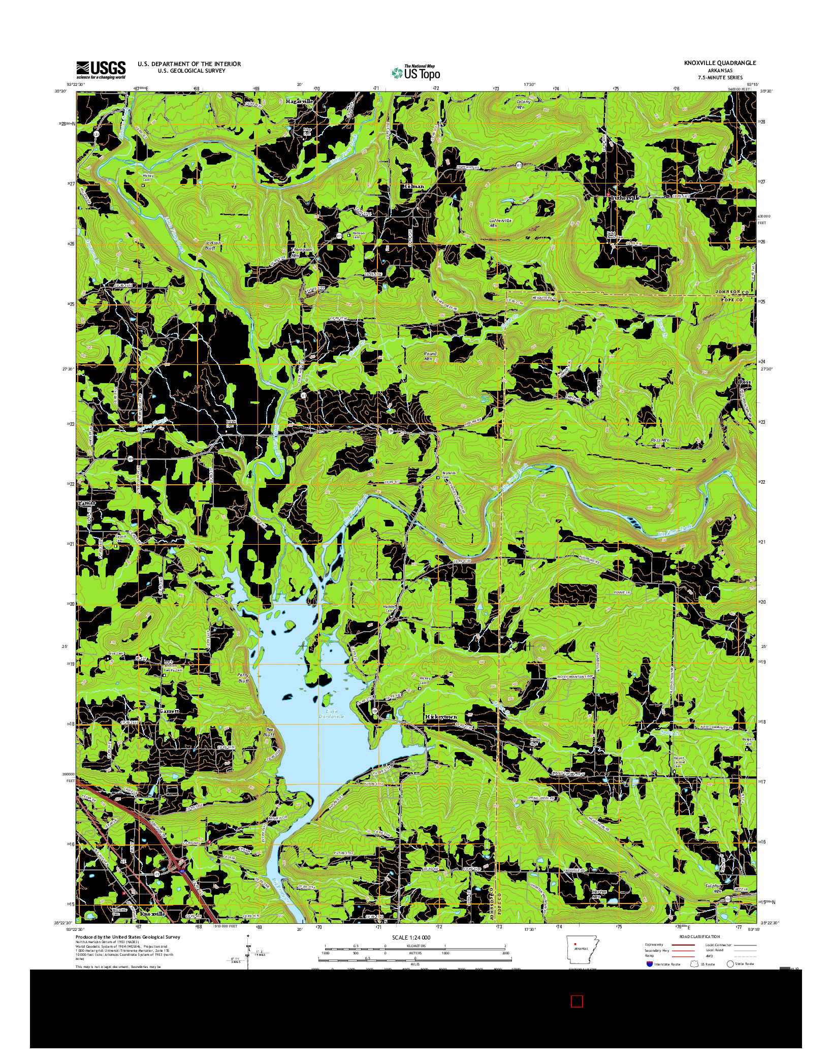 USGS US TOPO 7.5-MINUTE MAP FOR KNOXVILLE, AR 2017