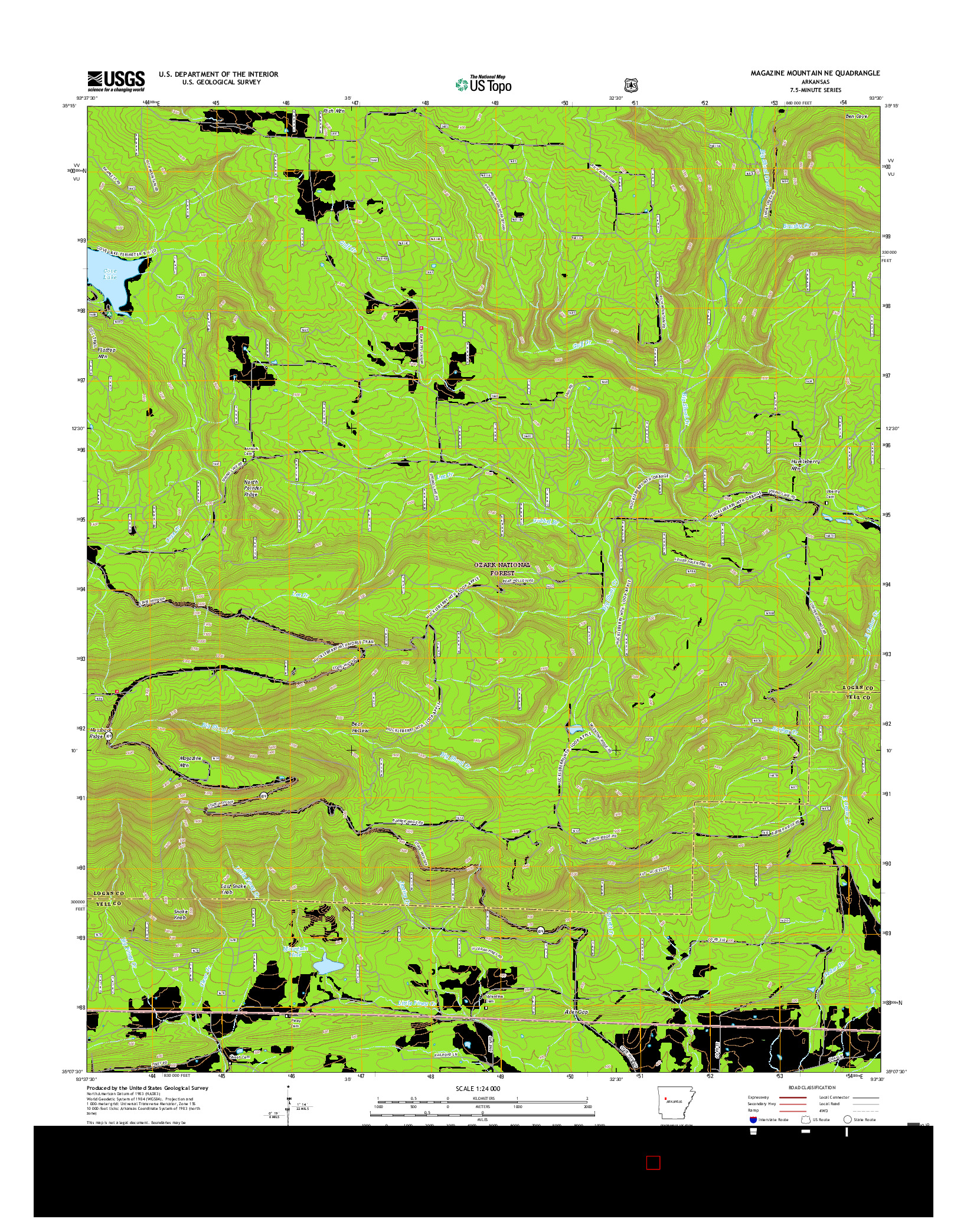 USGS US TOPO 7.5-MINUTE MAP FOR MAGAZINE MOUNTAIN NE, AR 2017
