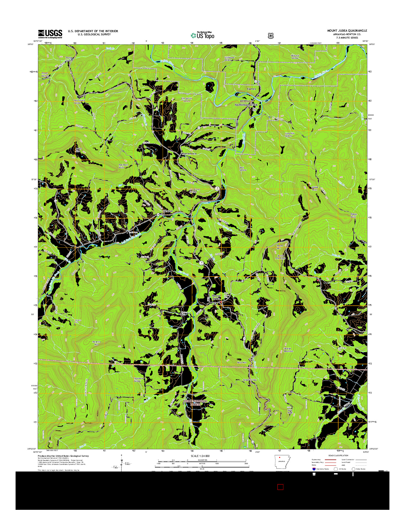 USGS US TOPO 7.5-MINUTE MAP FOR MOUNT JUDEA, AR 2017