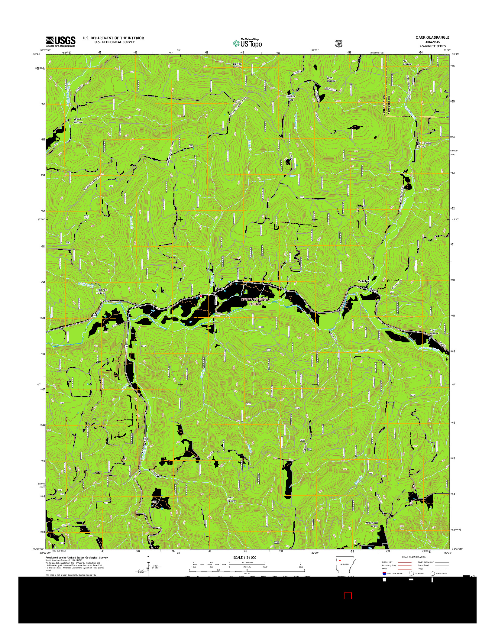 USGS US TOPO 7.5-MINUTE MAP FOR OARK, AR 2017