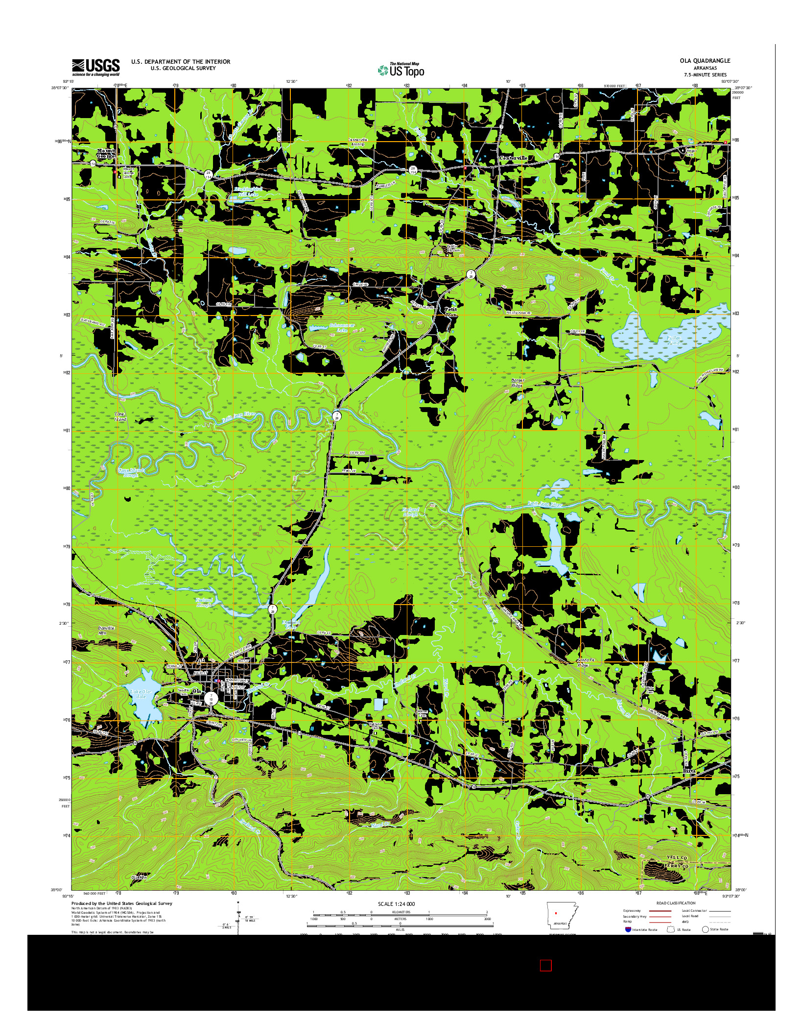 USGS US TOPO 7.5-MINUTE MAP FOR OLA, AR 2017