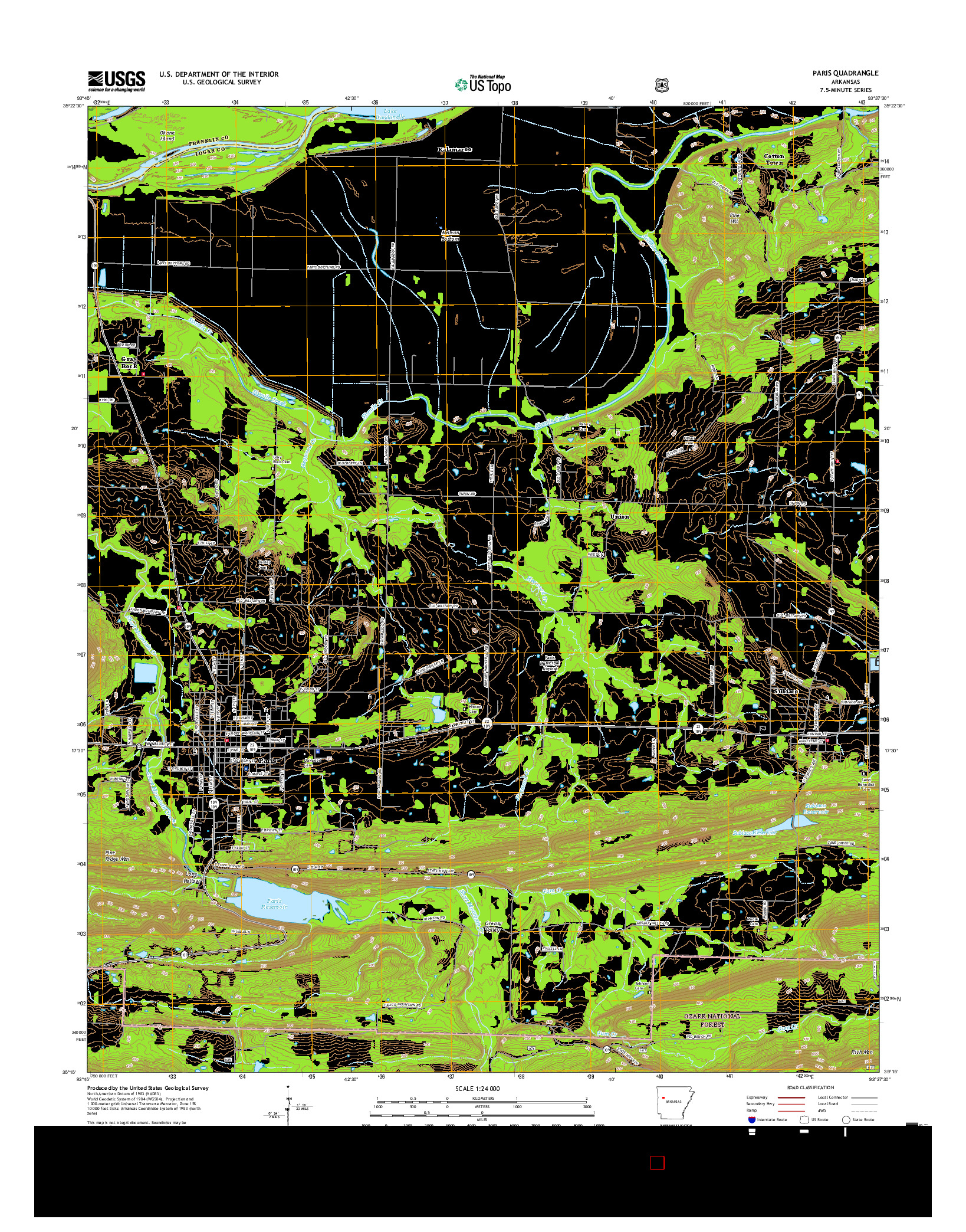 USGS US TOPO 7.5-MINUTE MAP FOR PARIS, AR 2017