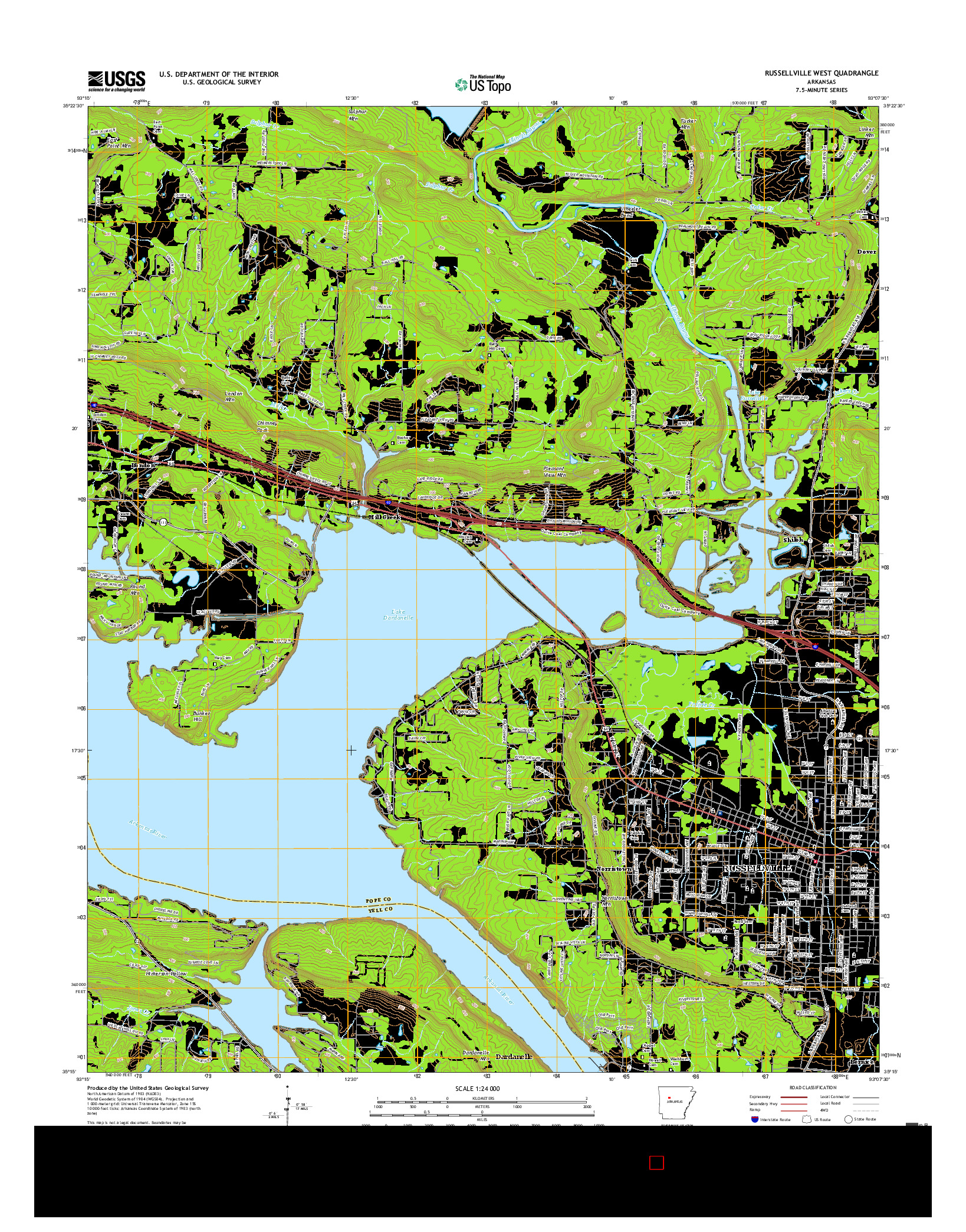 USGS US TOPO 7.5-MINUTE MAP FOR RUSSELLVILLE WEST, AR 2017