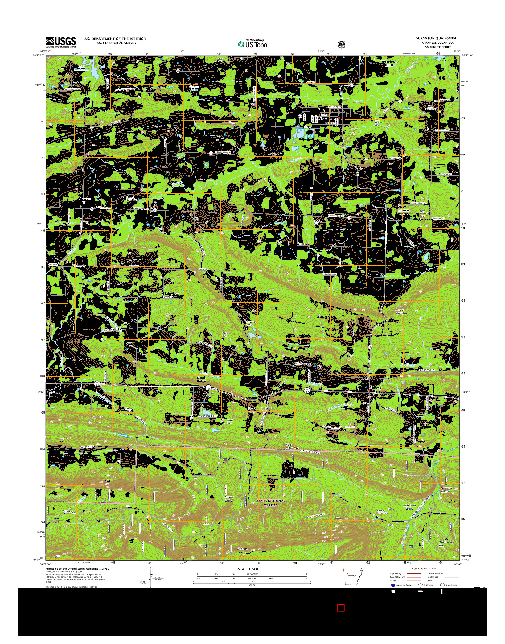 USGS US TOPO 7.5-MINUTE MAP FOR SCRANTON, AR 2017