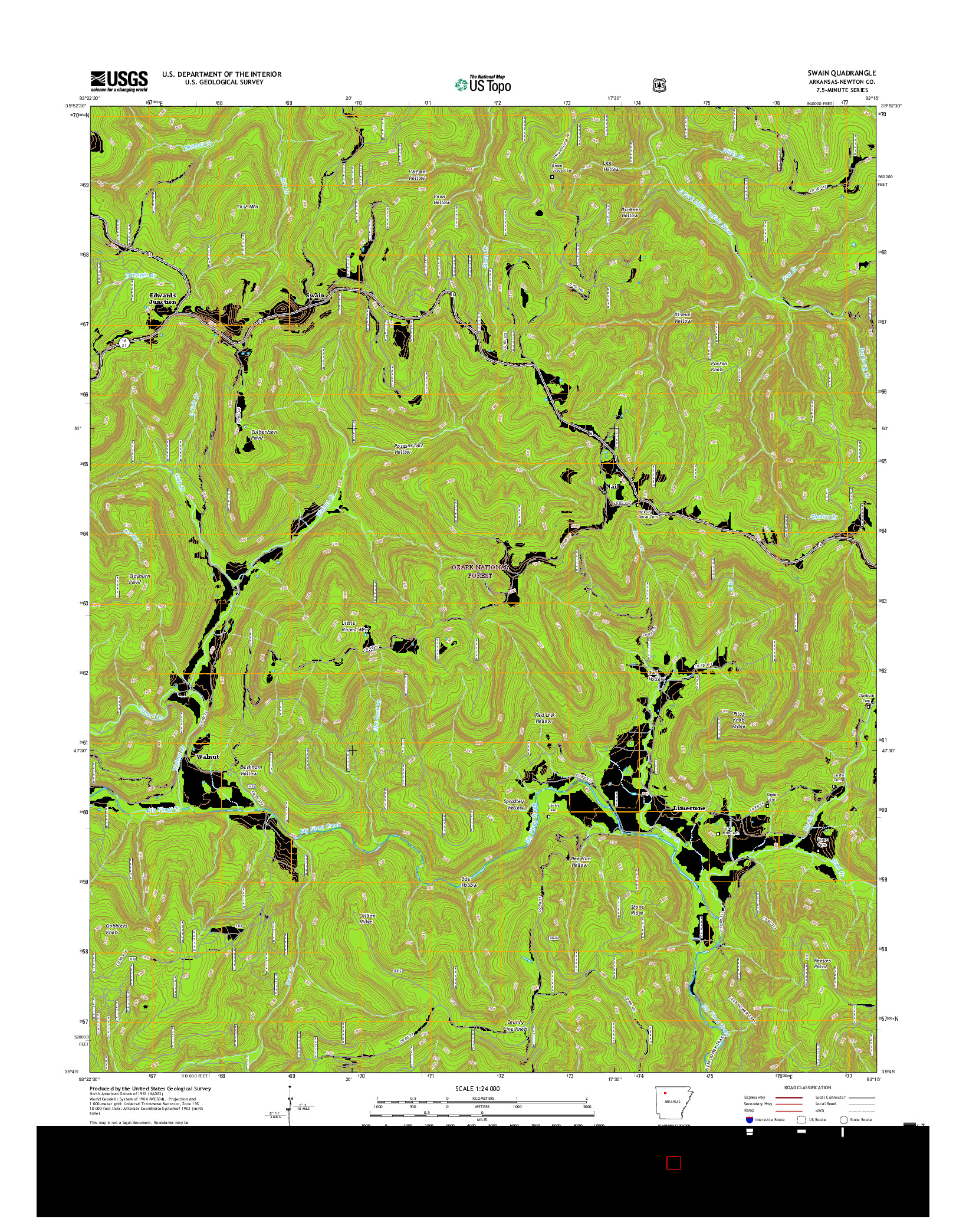 USGS US TOPO 7.5-MINUTE MAP FOR SWAIN, AR 2017