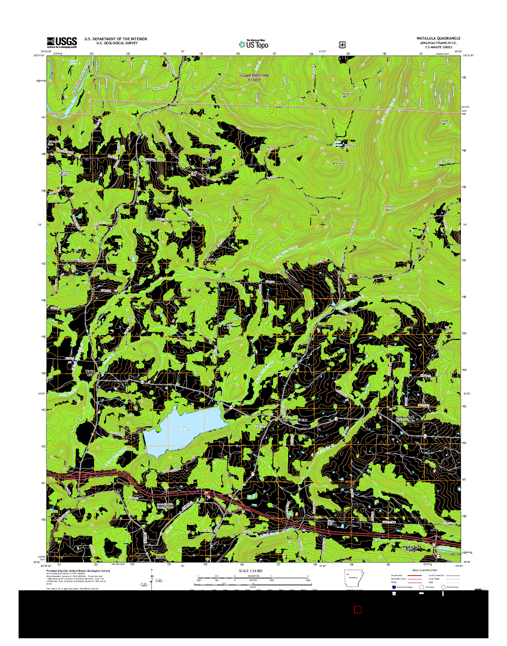 USGS US TOPO 7.5-MINUTE MAP FOR WATALULA, AR 2017