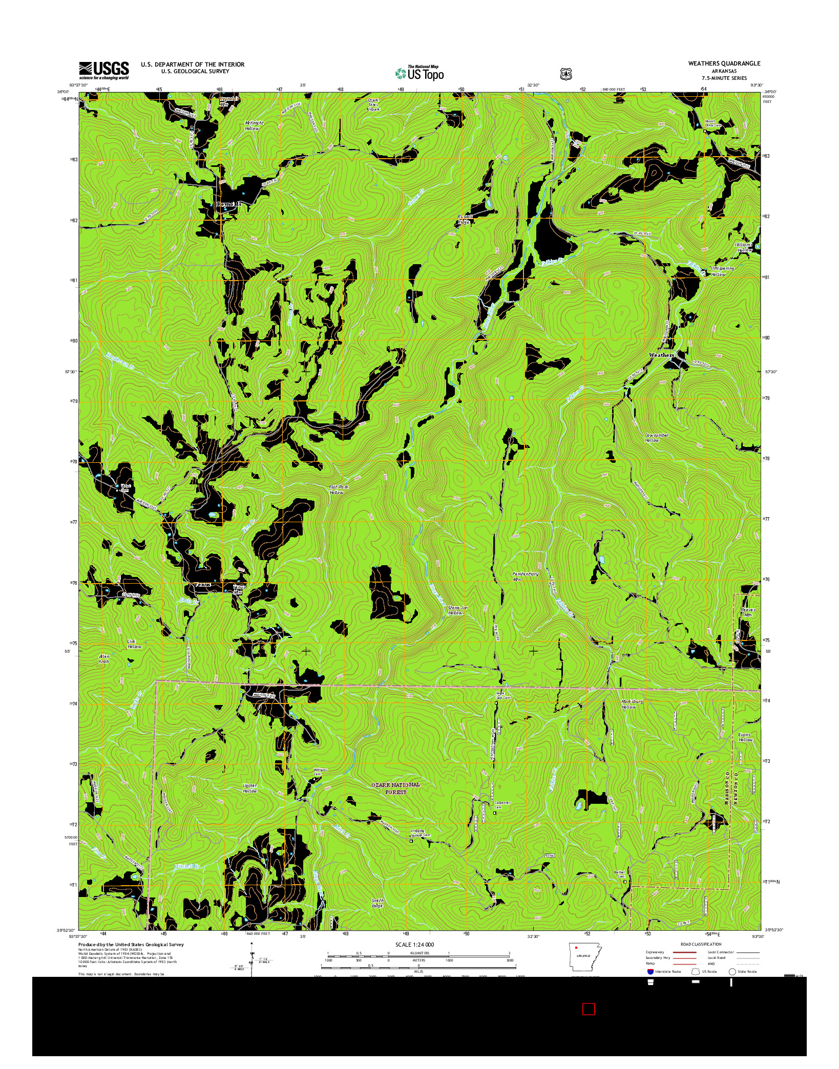 USGS US TOPO 7.5-MINUTE MAP FOR WEATHERS, AR 2017