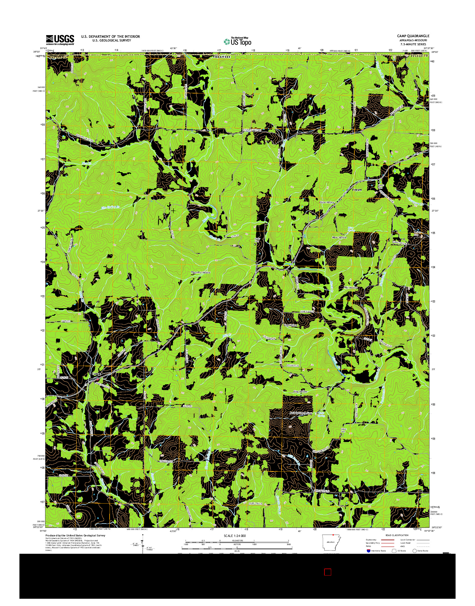 USGS US TOPO 7.5-MINUTE MAP FOR CAMP, AR-MO 2017