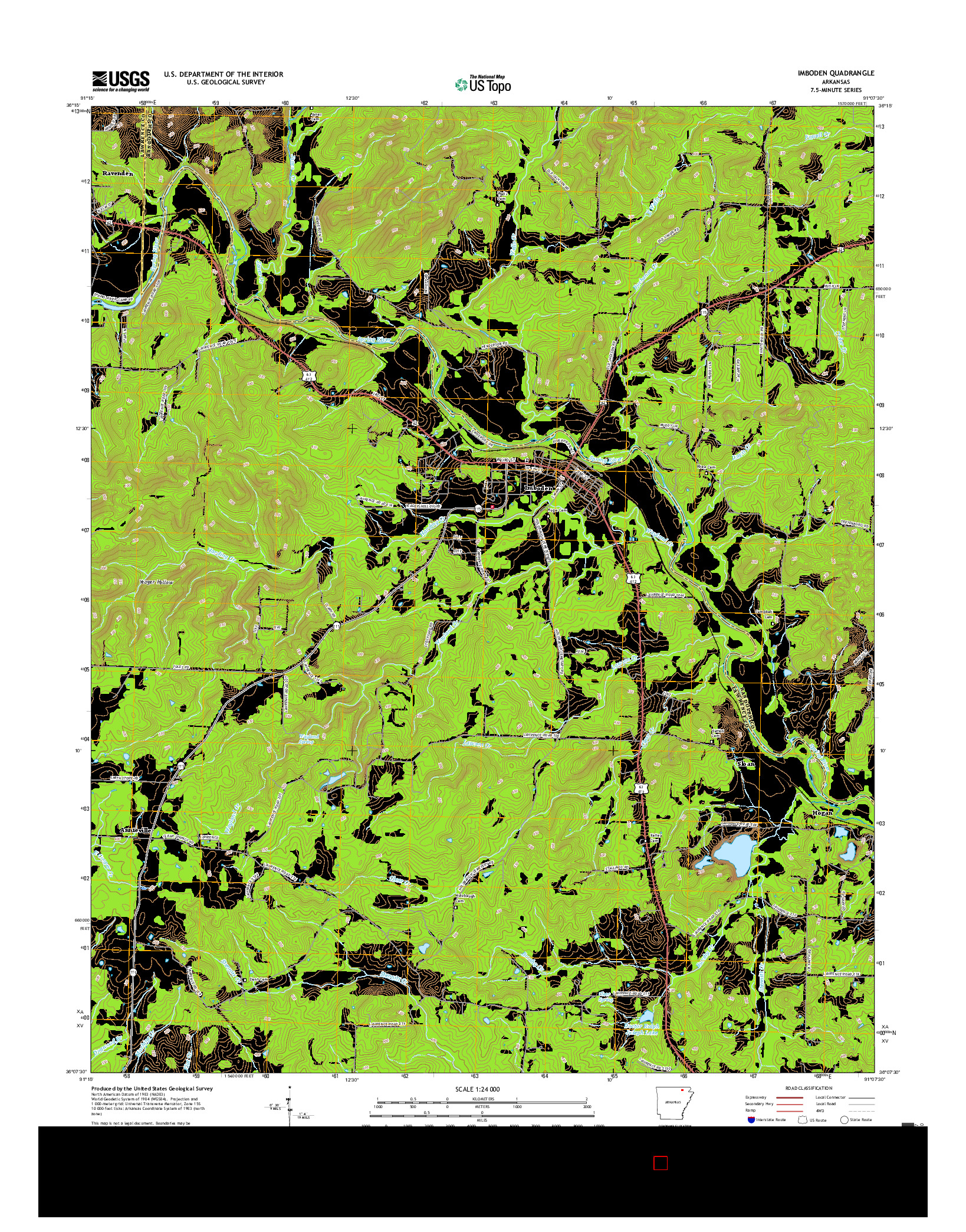 USGS US TOPO 7.5-MINUTE MAP FOR IMBODEN, AR 2017