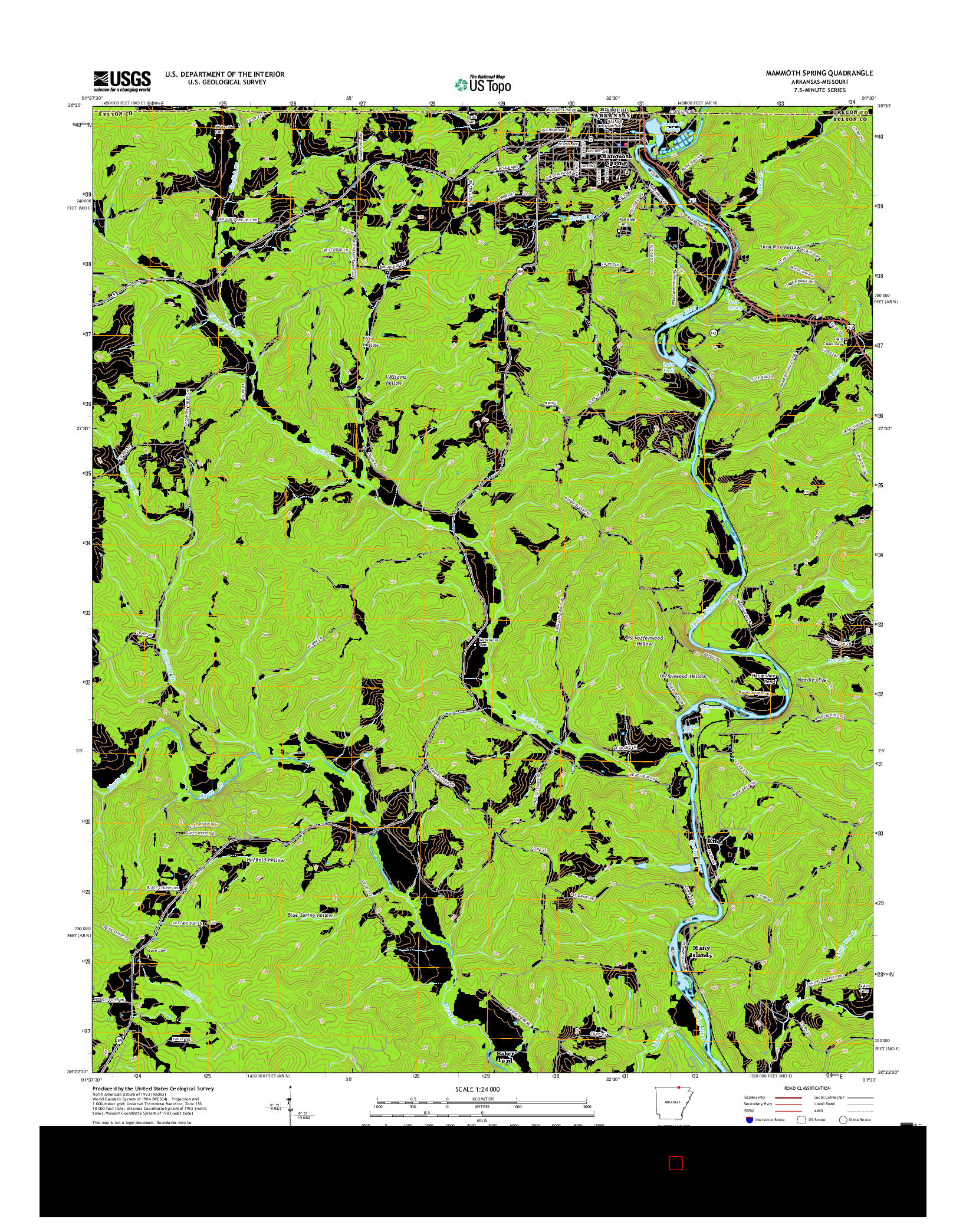 USGS US TOPO 7.5-MINUTE MAP FOR MAMMOTH SPRING, AR-MO 2017