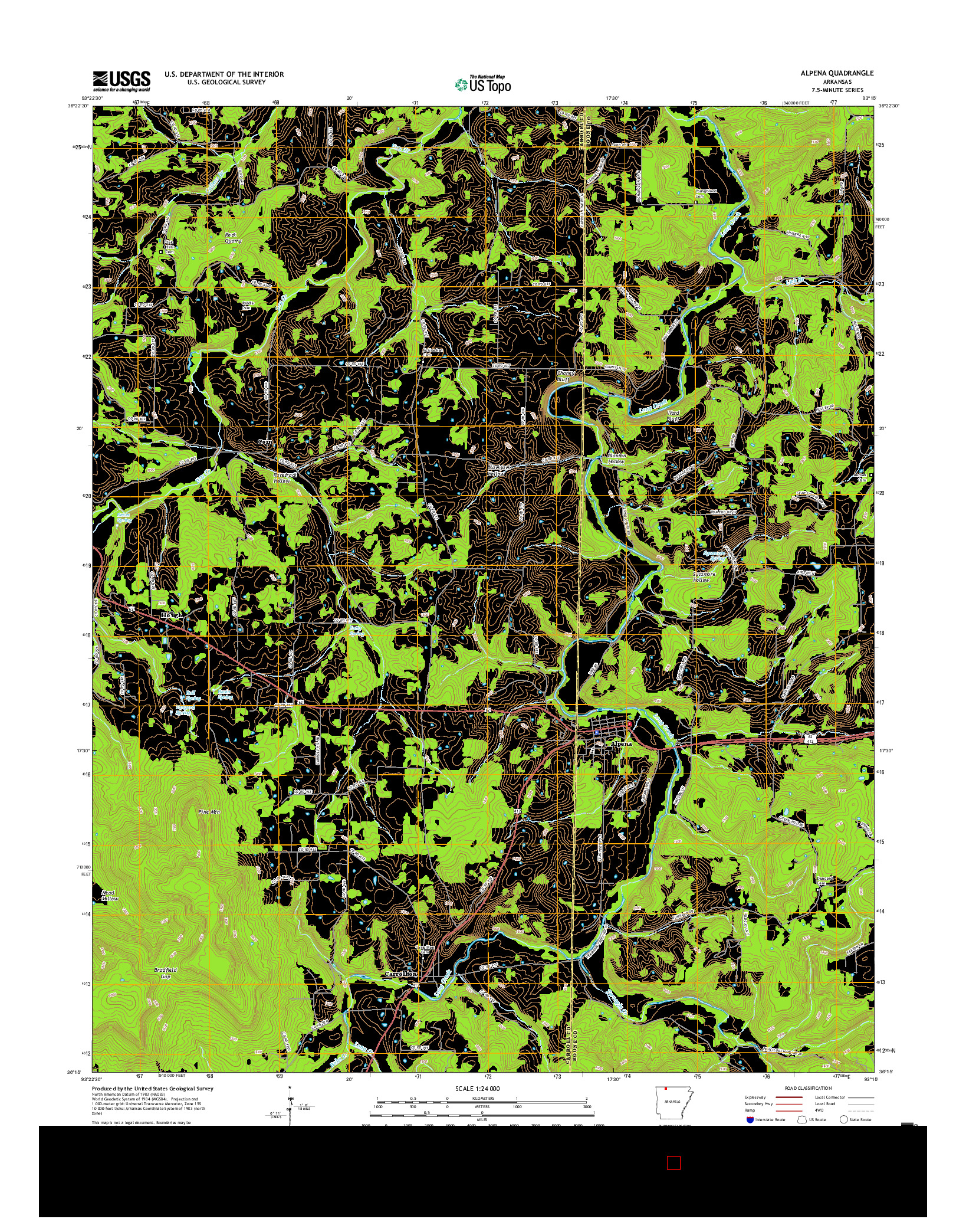 USGS US TOPO 7.5-MINUTE MAP FOR ALPENA, AR 2017