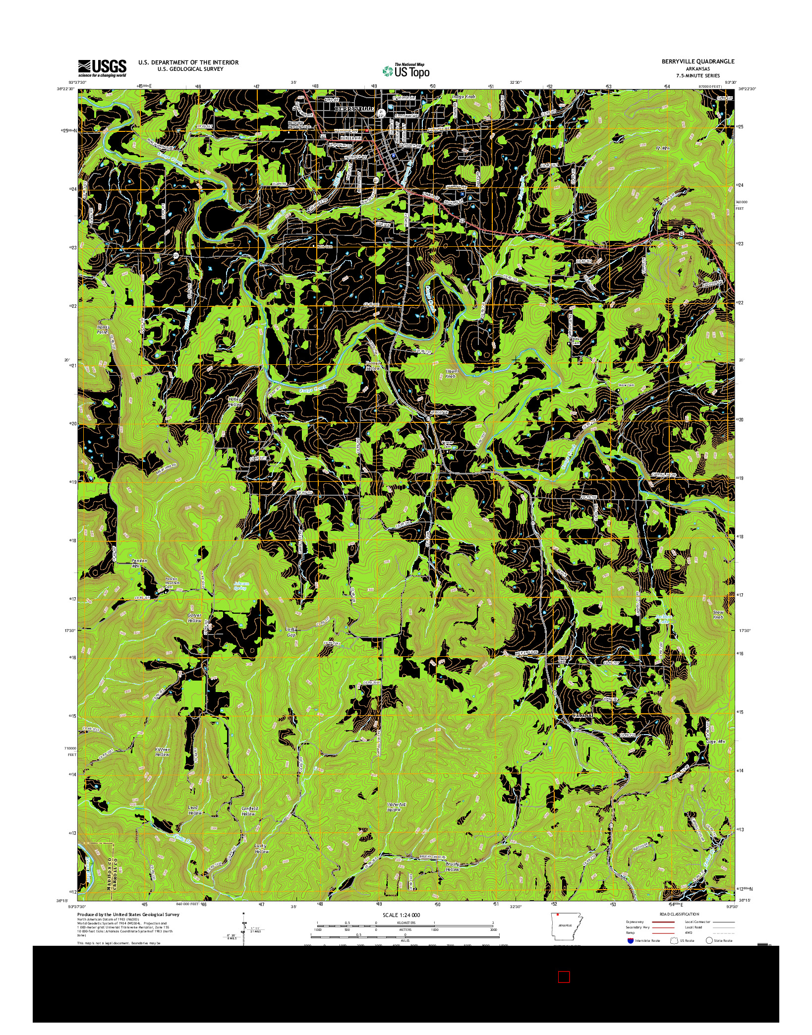 USGS US TOPO 7.5-MINUTE MAP FOR BERRYVILLE, AR 2017