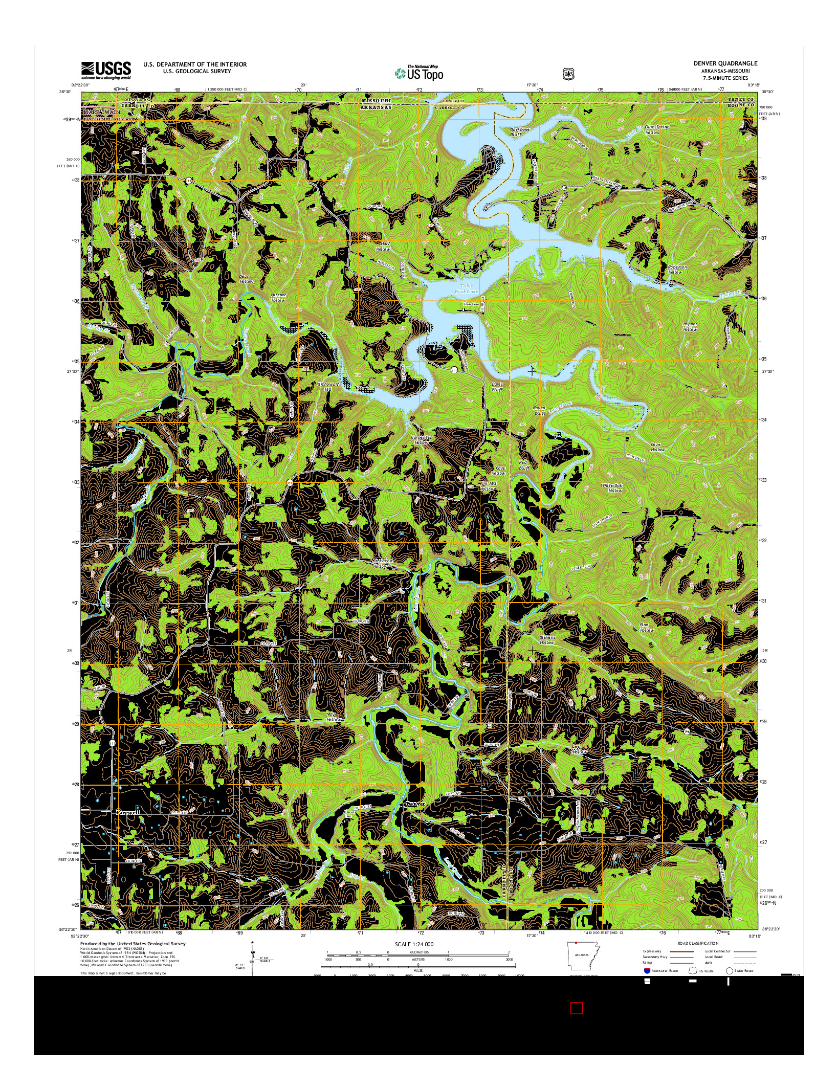 USGS US TOPO 7.5-MINUTE MAP FOR DENVER, AR-MO 2017