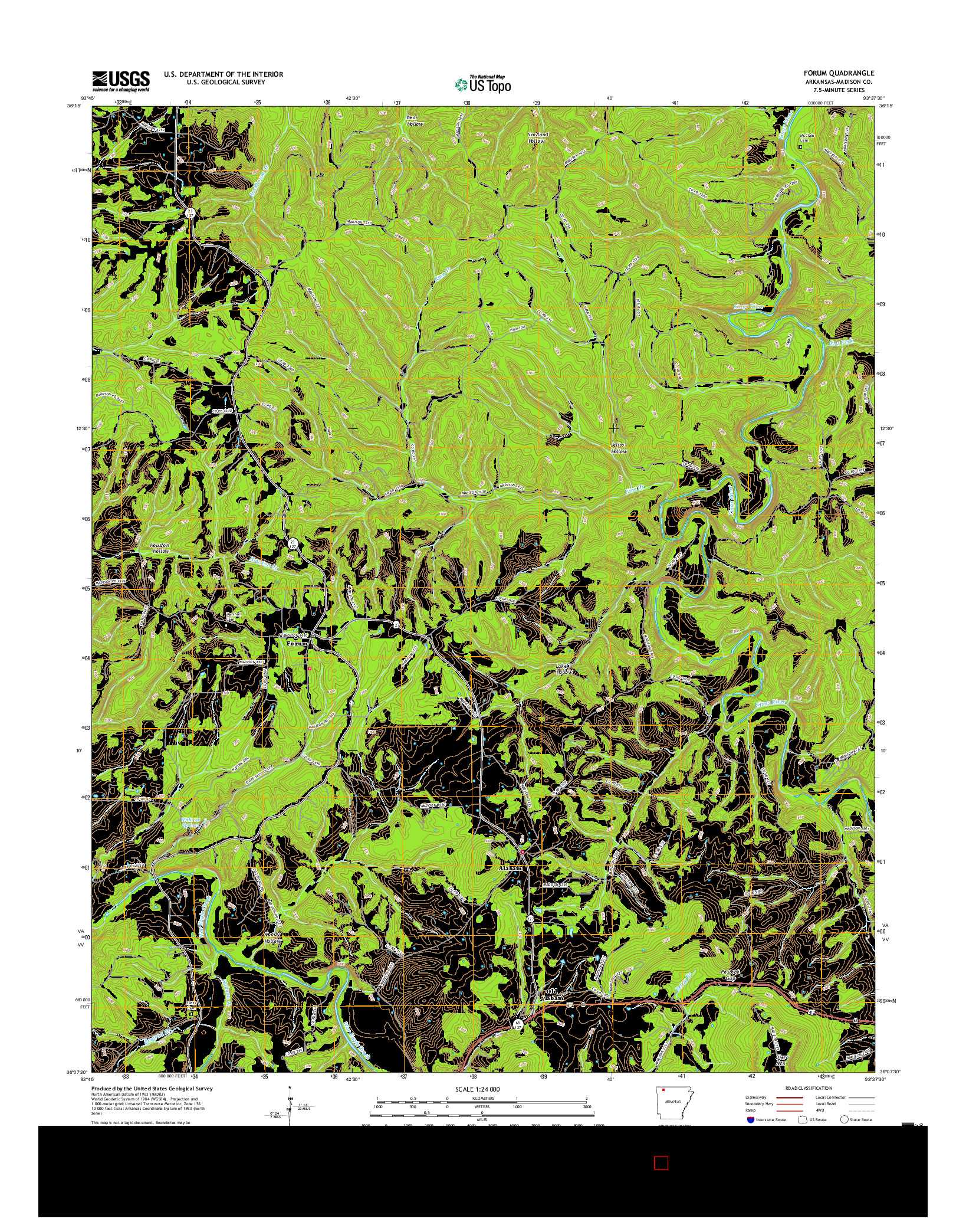 USGS US TOPO 7.5-MINUTE MAP FOR FORUM, AR 2017