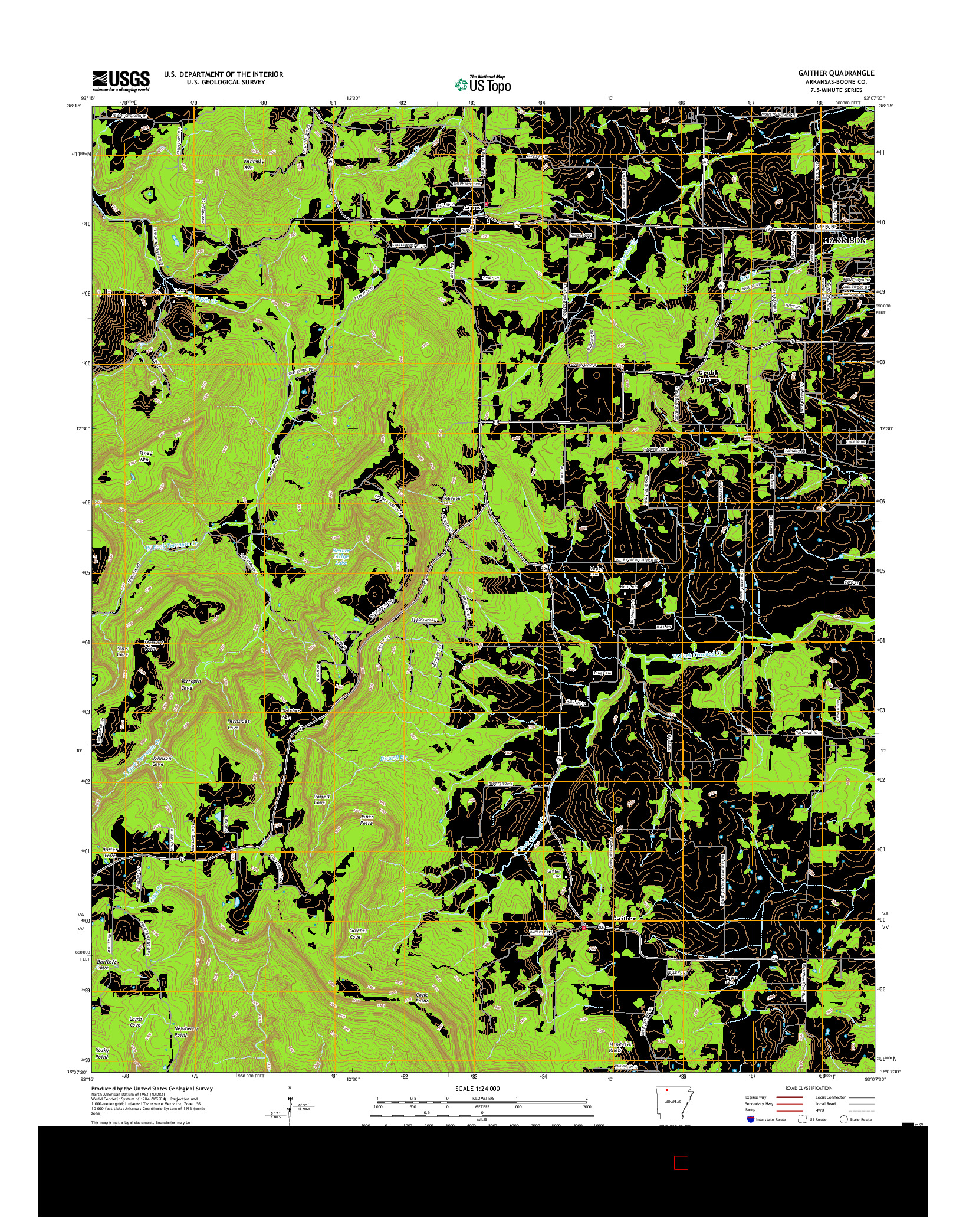 USGS US TOPO 7.5-MINUTE MAP FOR GAITHER, AR 2017