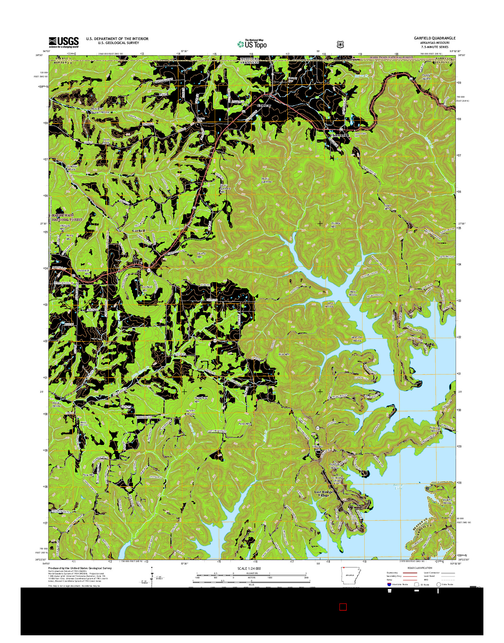 USGS US TOPO 7.5-MINUTE MAP FOR GARFIELD, AR-MO 2017