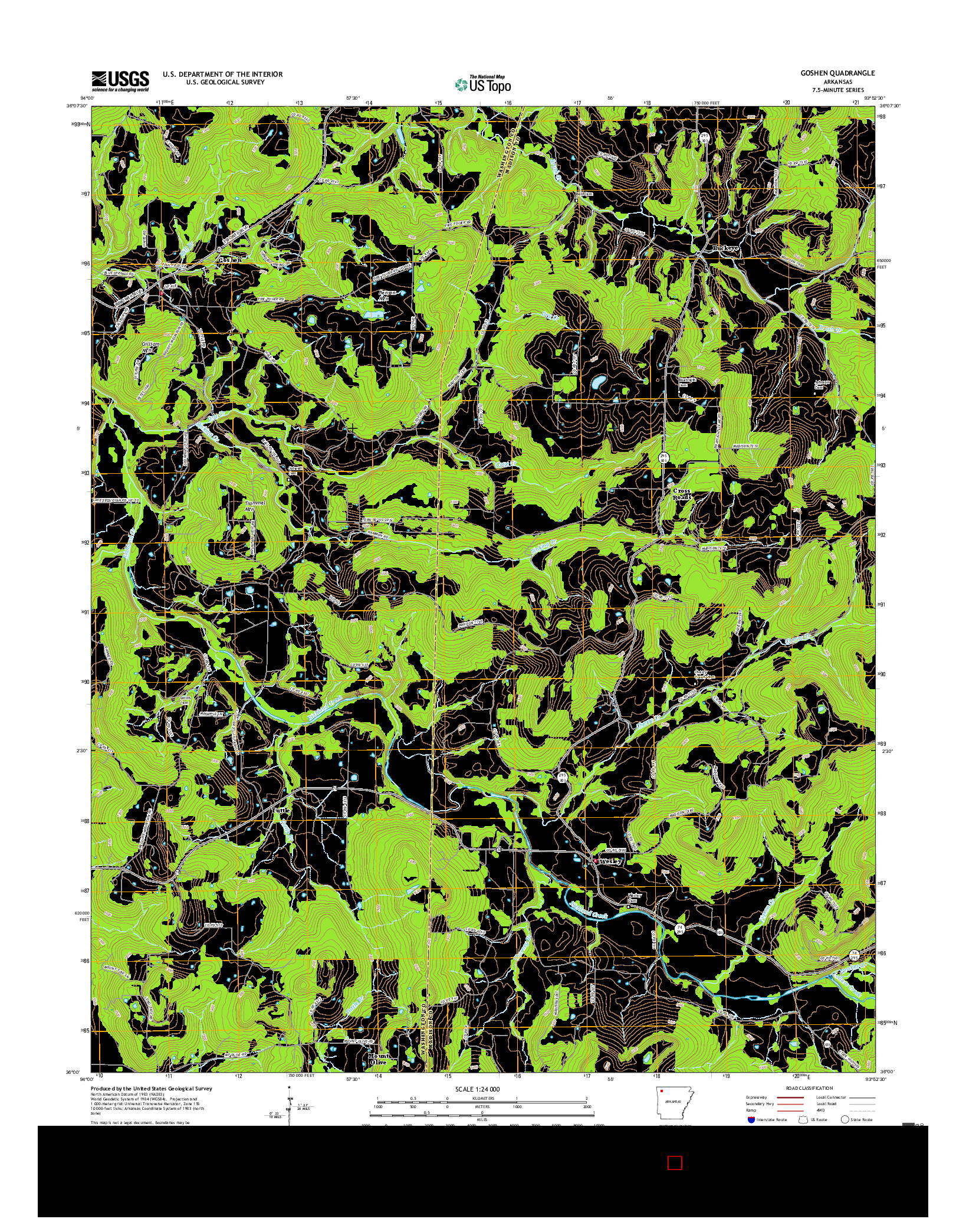 USGS US TOPO 7.5-MINUTE MAP FOR GOSHEN, AR 2017