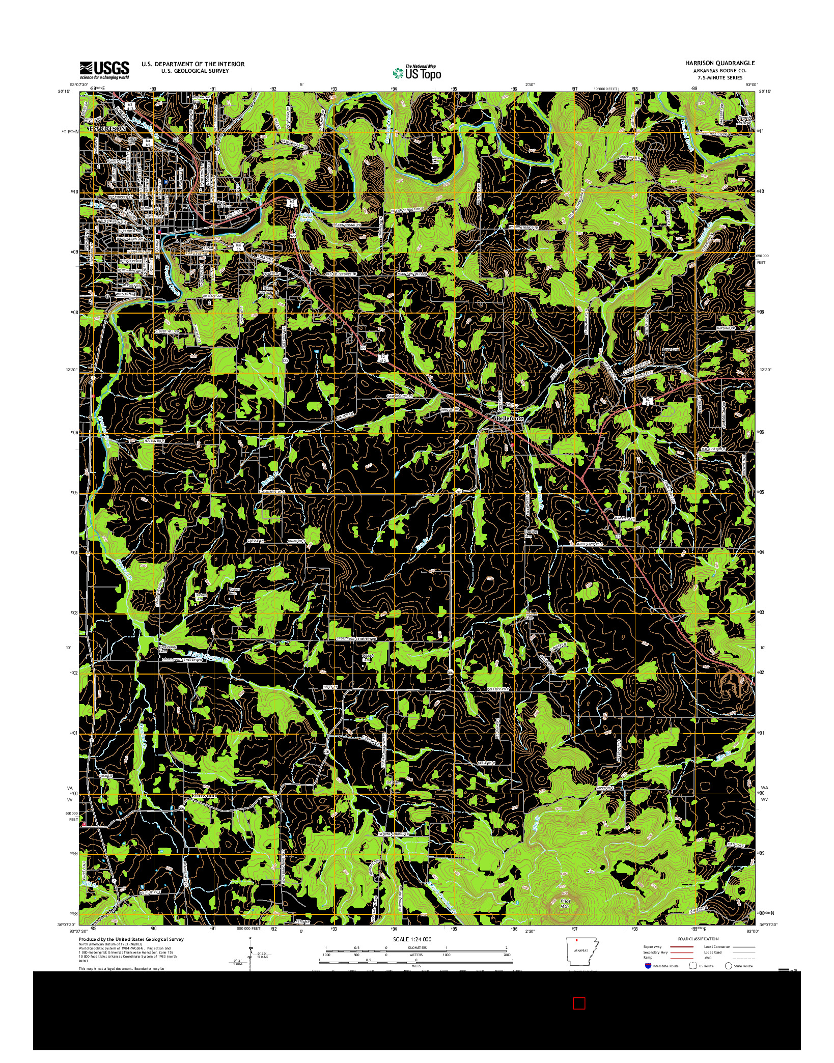 USGS US TOPO 7.5-MINUTE MAP FOR HARRISON, AR 2017