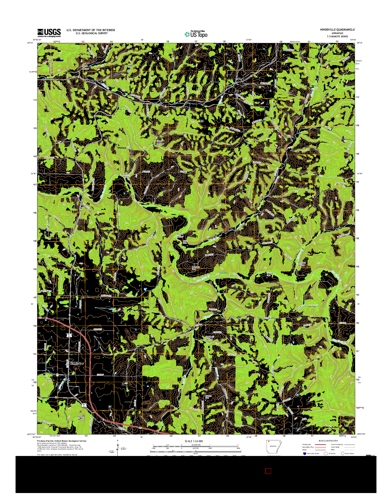 USGS US TOPO 7.5-MINUTE MAP FOR HINDSVILLE, AR 2017