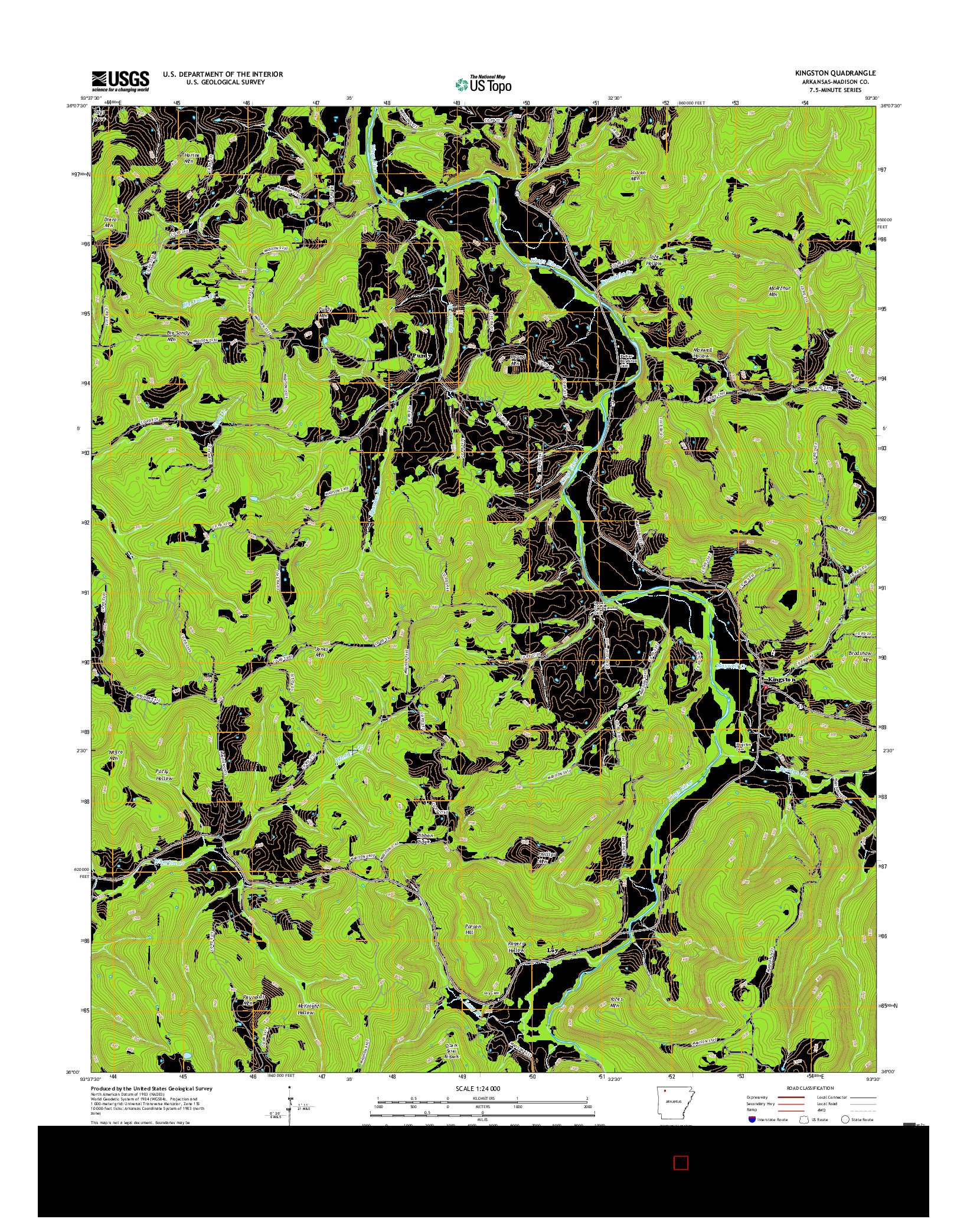USGS US TOPO 7.5-MINUTE MAP FOR KINGSTON, AR 2017