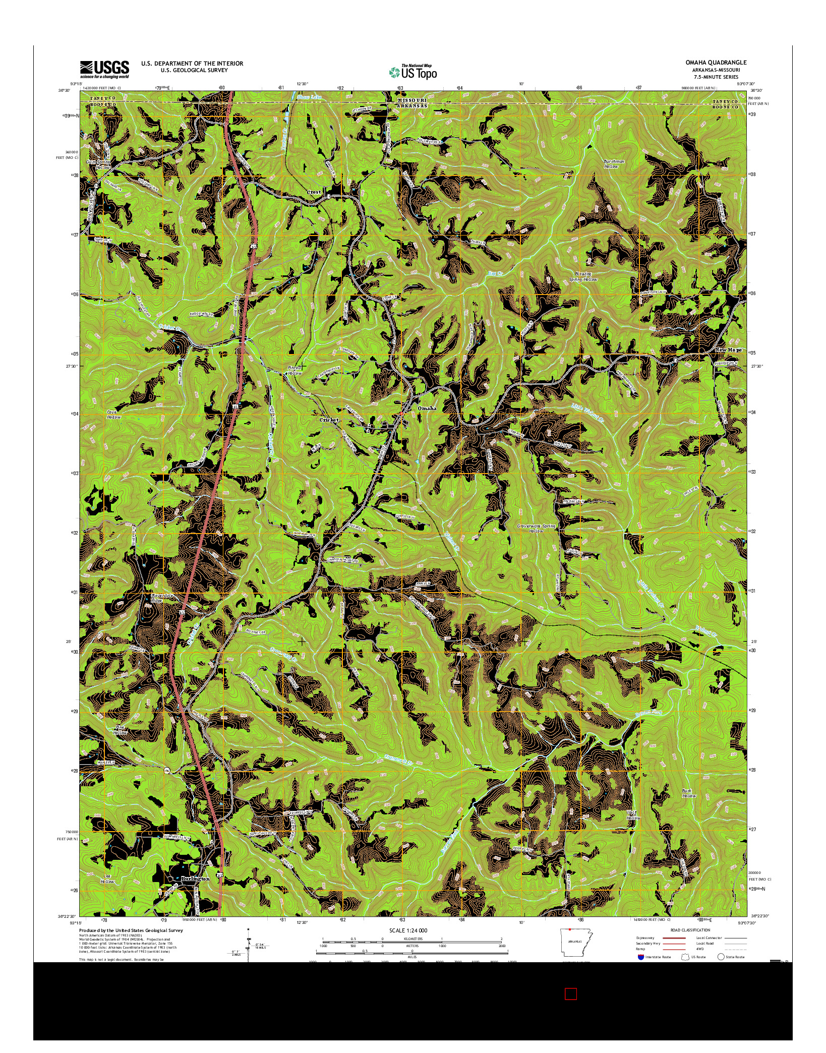 USGS US TOPO 7.5-MINUTE MAP FOR OMAHA, AR-MO 2017