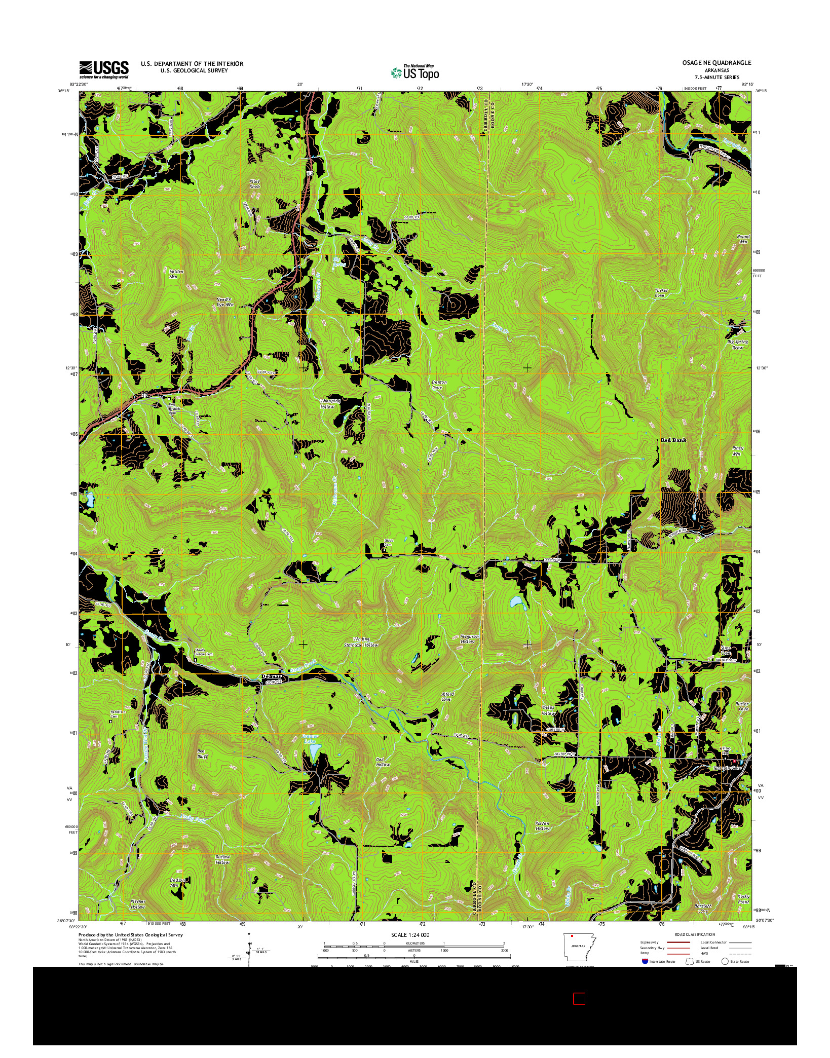 USGS US TOPO 7.5-MINUTE MAP FOR OSAGE NE, AR 2017