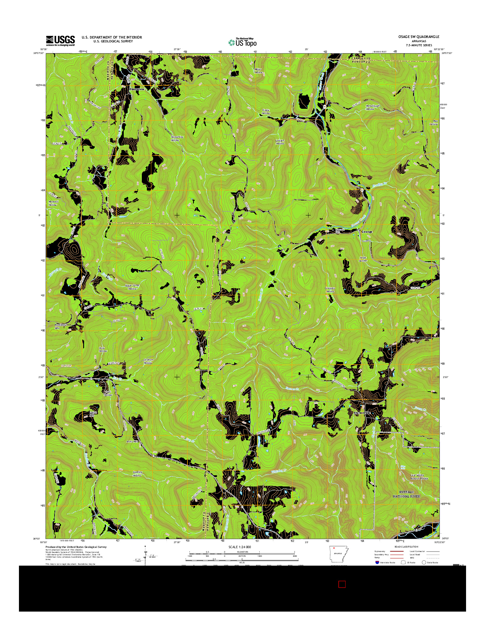 USGS US TOPO 7.5-MINUTE MAP FOR OSAGE SW, AR 2017