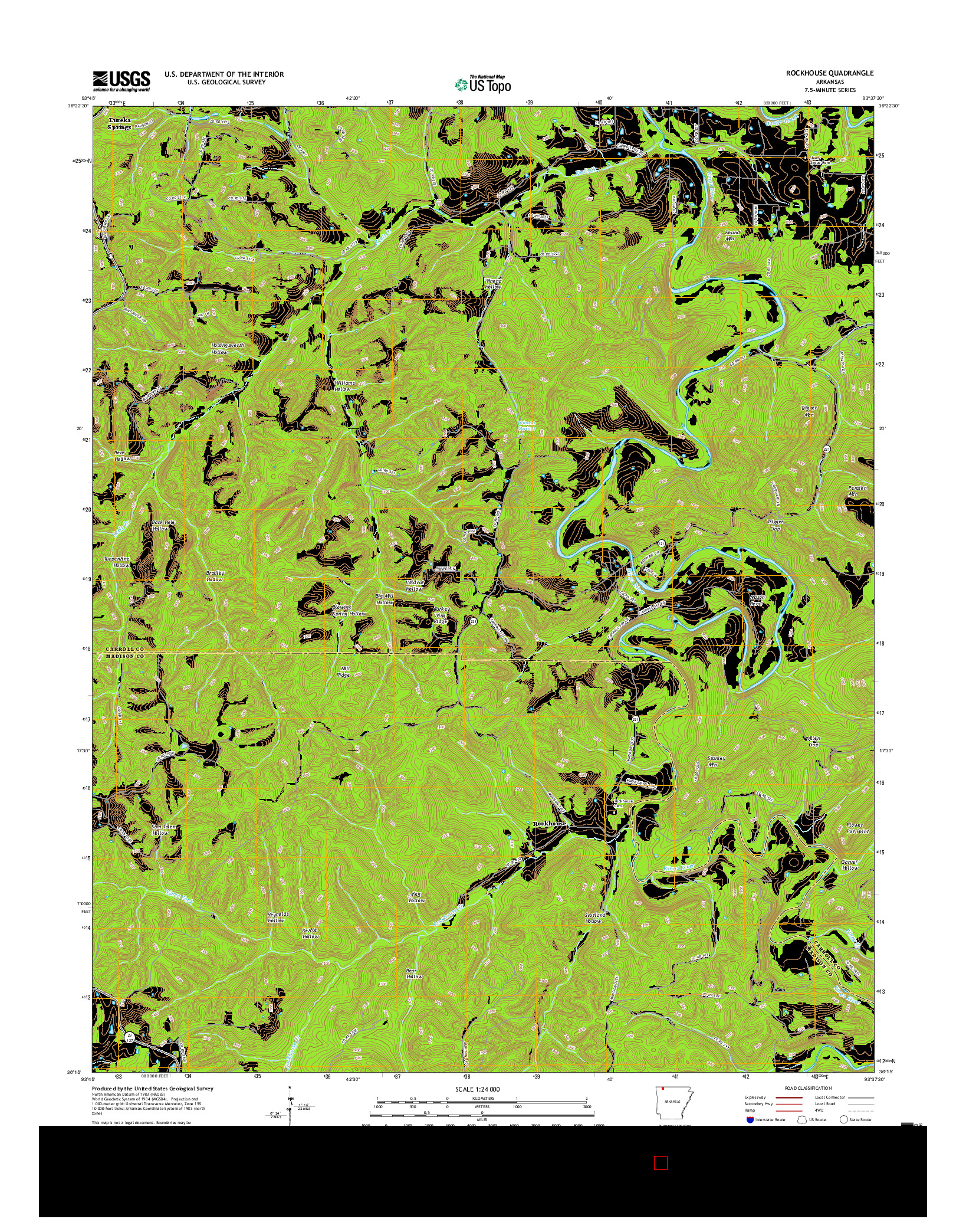 USGS US TOPO 7.5-MINUTE MAP FOR ROCKHOUSE, AR 2017