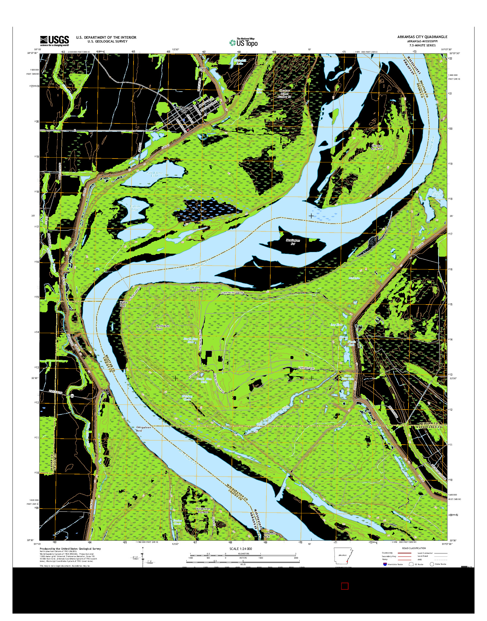 USGS US TOPO 7.5-MINUTE MAP FOR ARKANSAS CITY, AR-MS 2017