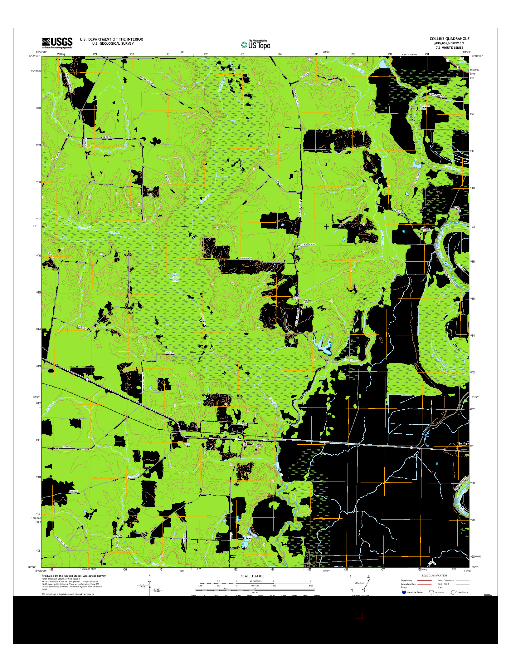 USGS US TOPO 7.5-MINUTE MAP FOR COLLINS, AR 2017