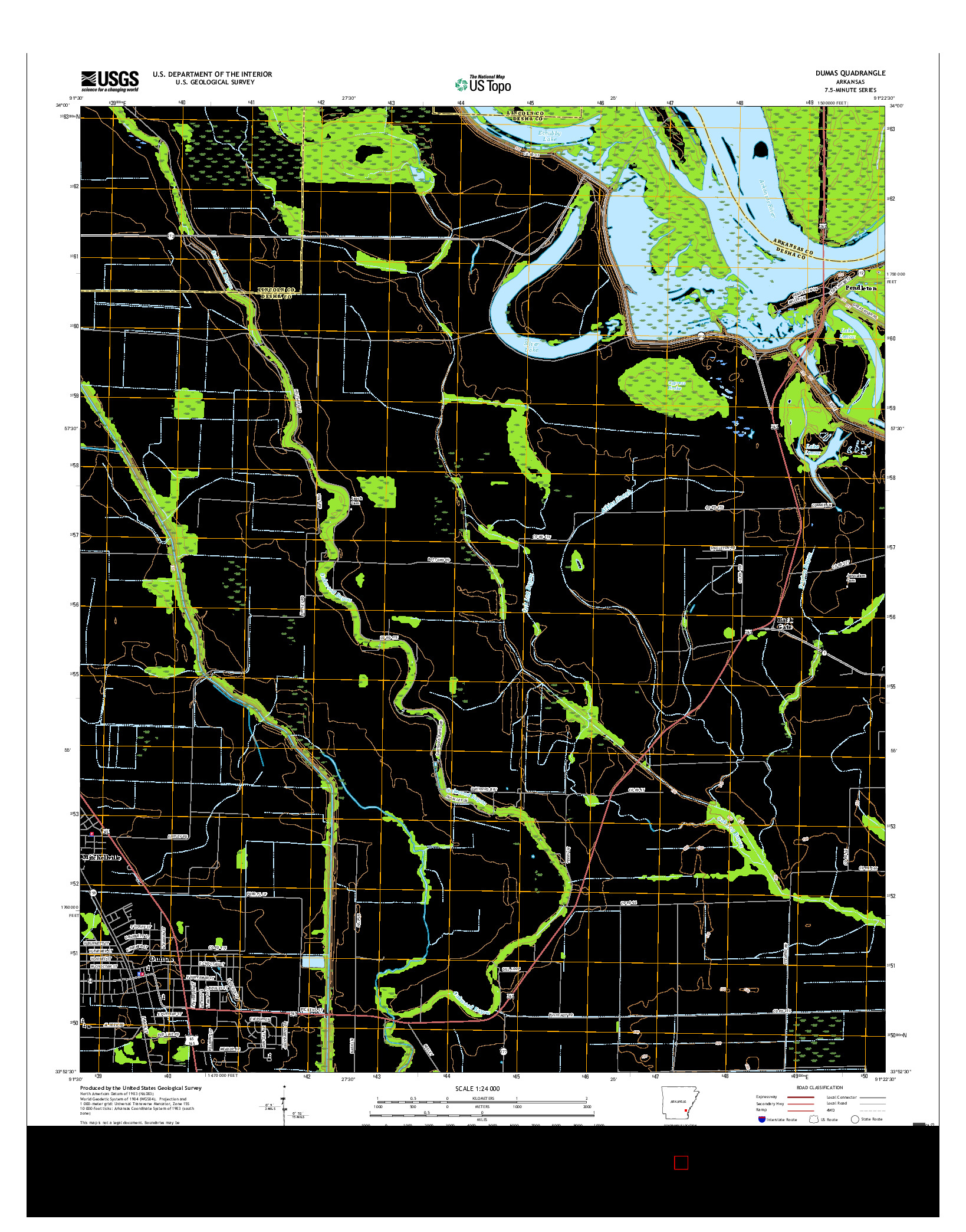 USGS US TOPO 7.5-MINUTE MAP FOR DUMAS, AR 2017