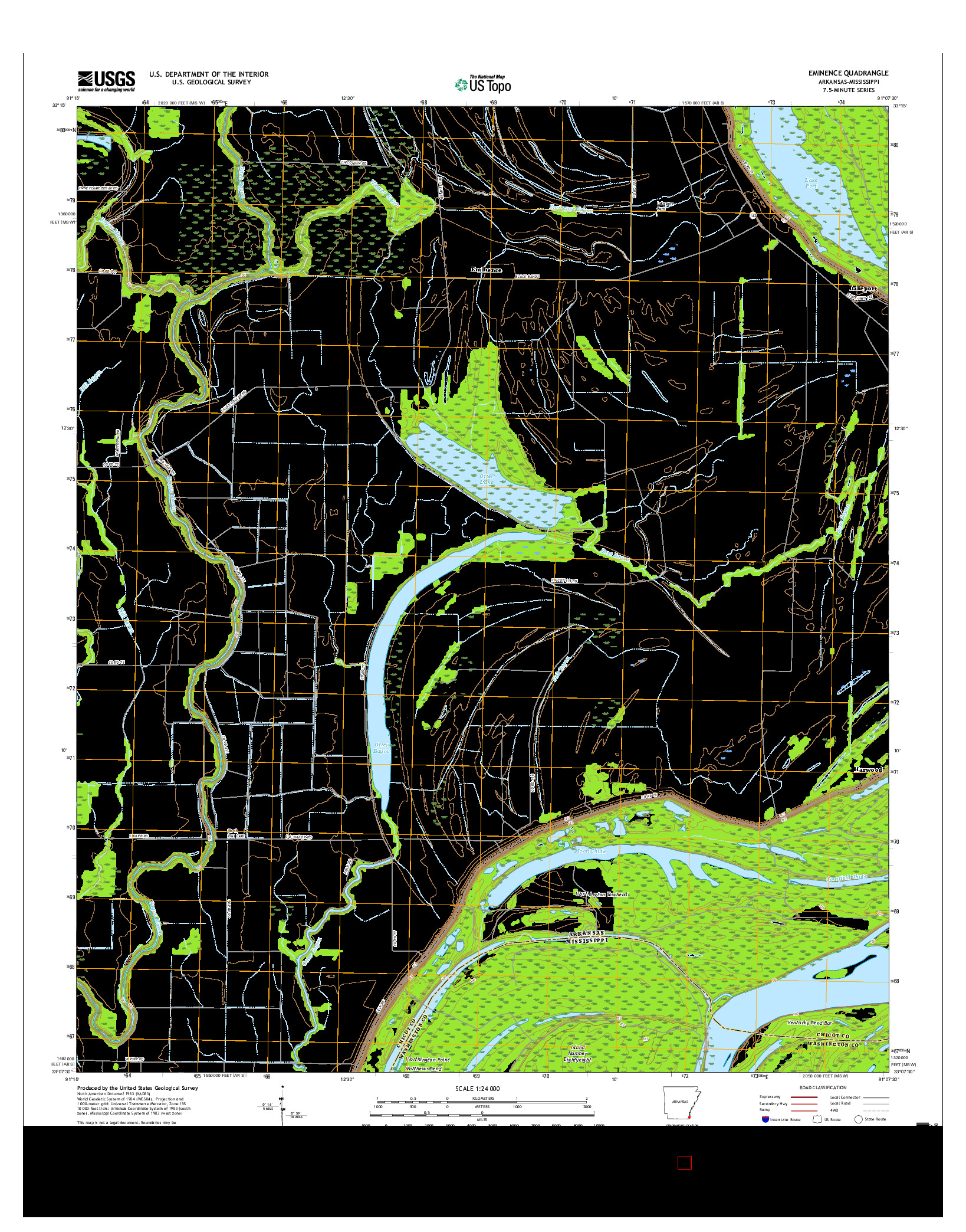 USGS US TOPO 7.5-MINUTE MAP FOR EMINENCE, AR-MS 2017