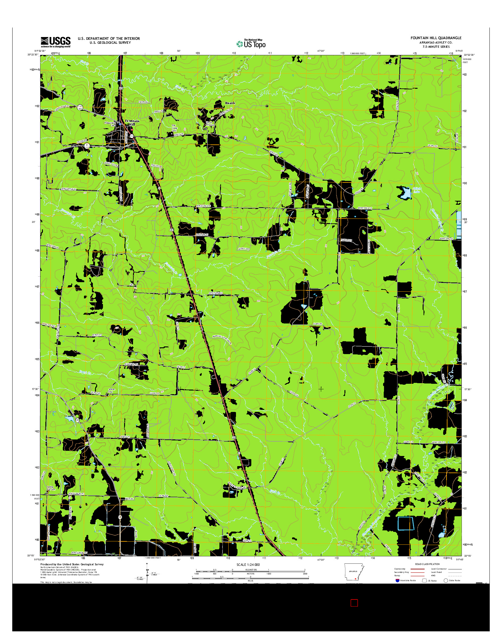 USGS US TOPO 7.5-MINUTE MAP FOR FOUNTAIN HILL, AR 2017