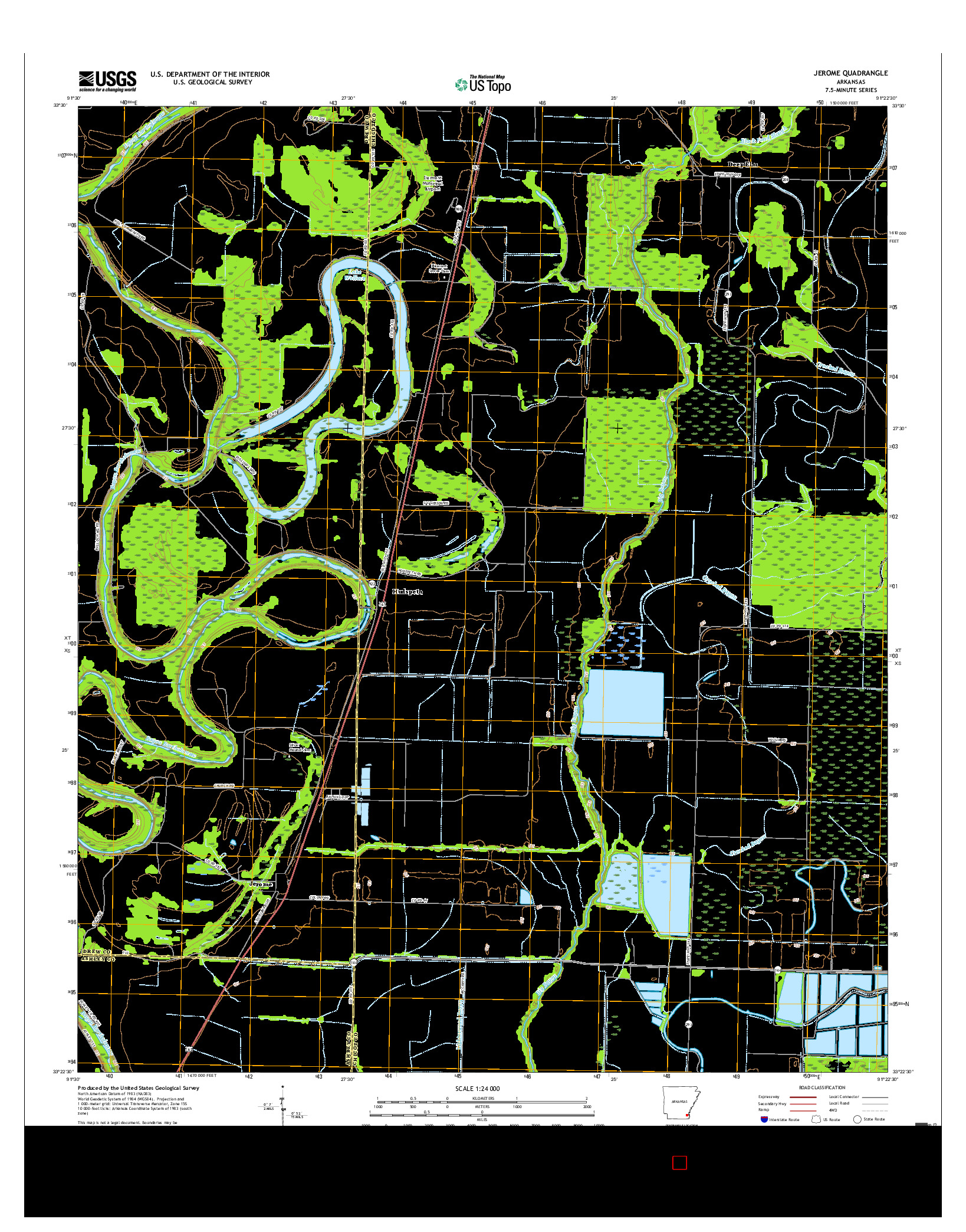 USGS US TOPO 7.5-MINUTE MAP FOR JEROME, AR 2017