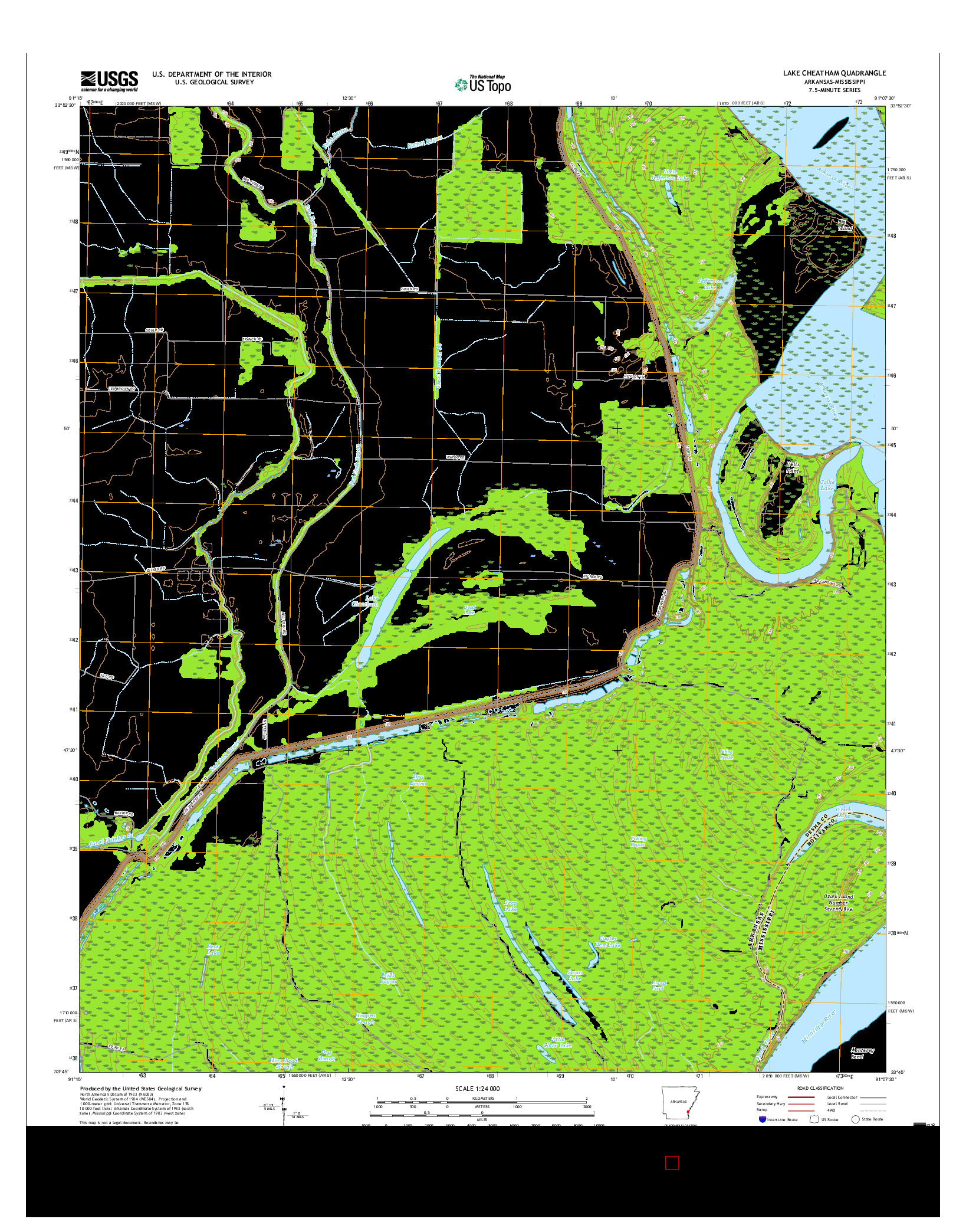 USGS US TOPO 7.5-MINUTE MAP FOR LAKE CHEATHAM, AR-MS 2017