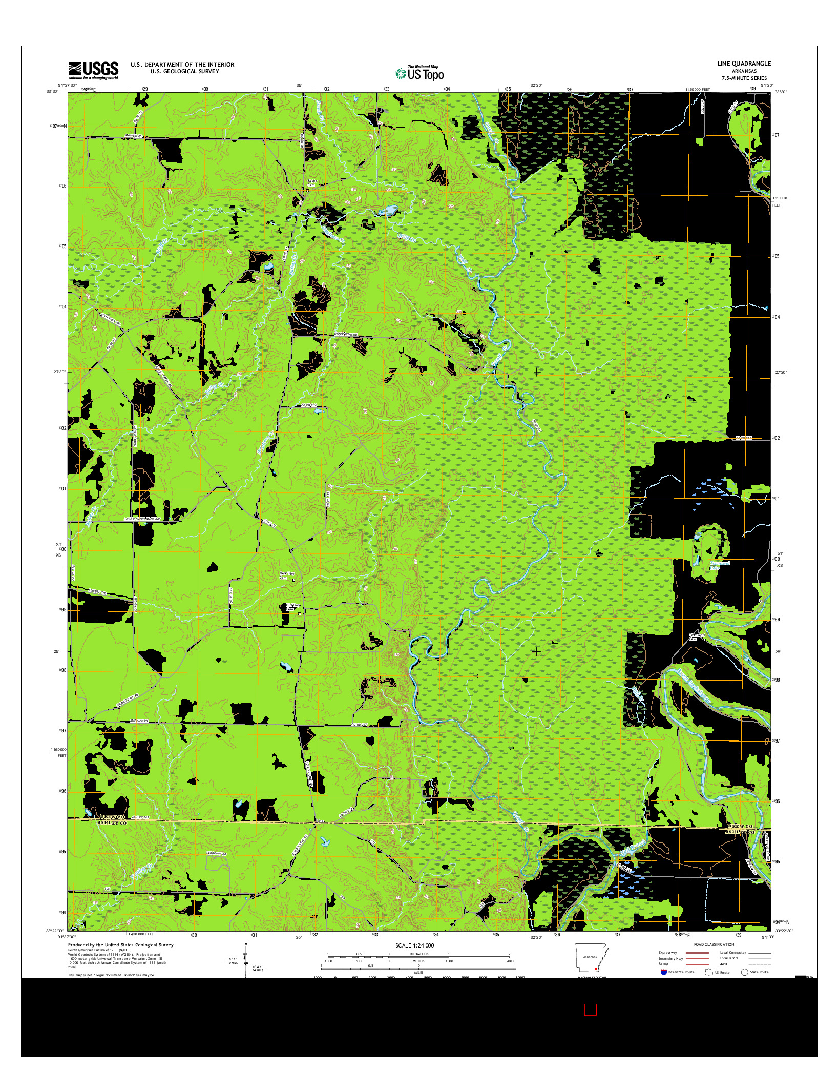 USGS US TOPO 7.5-MINUTE MAP FOR LINE, AR 2017