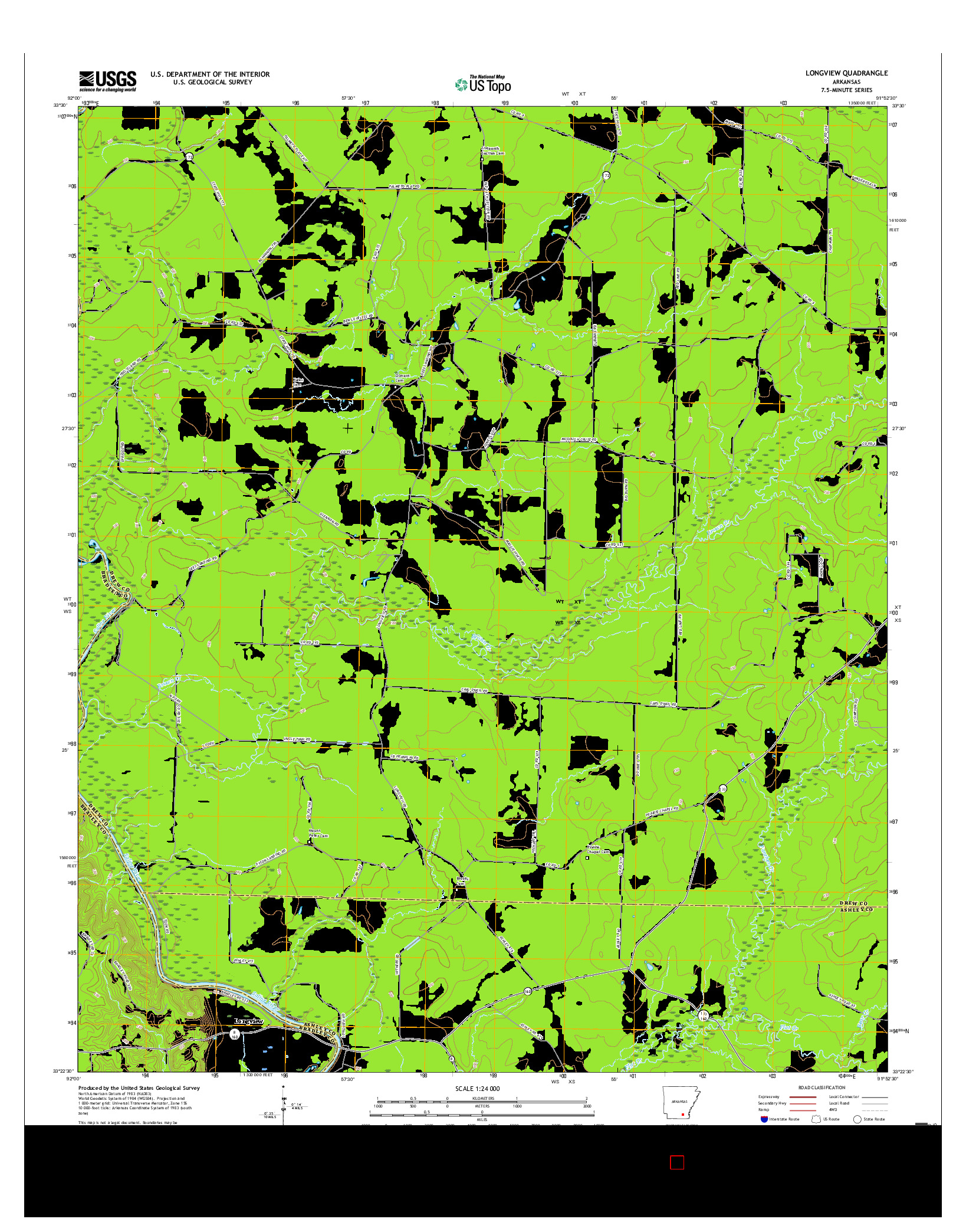 USGS US TOPO 7.5-MINUTE MAP FOR LONGVIEW, AR 2017
