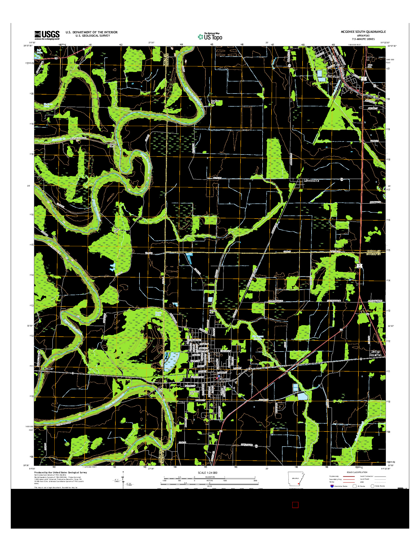 USGS US TOPO 7.5-MINUTE MAP FOR MCGEHEE SOUTH, AR 2017