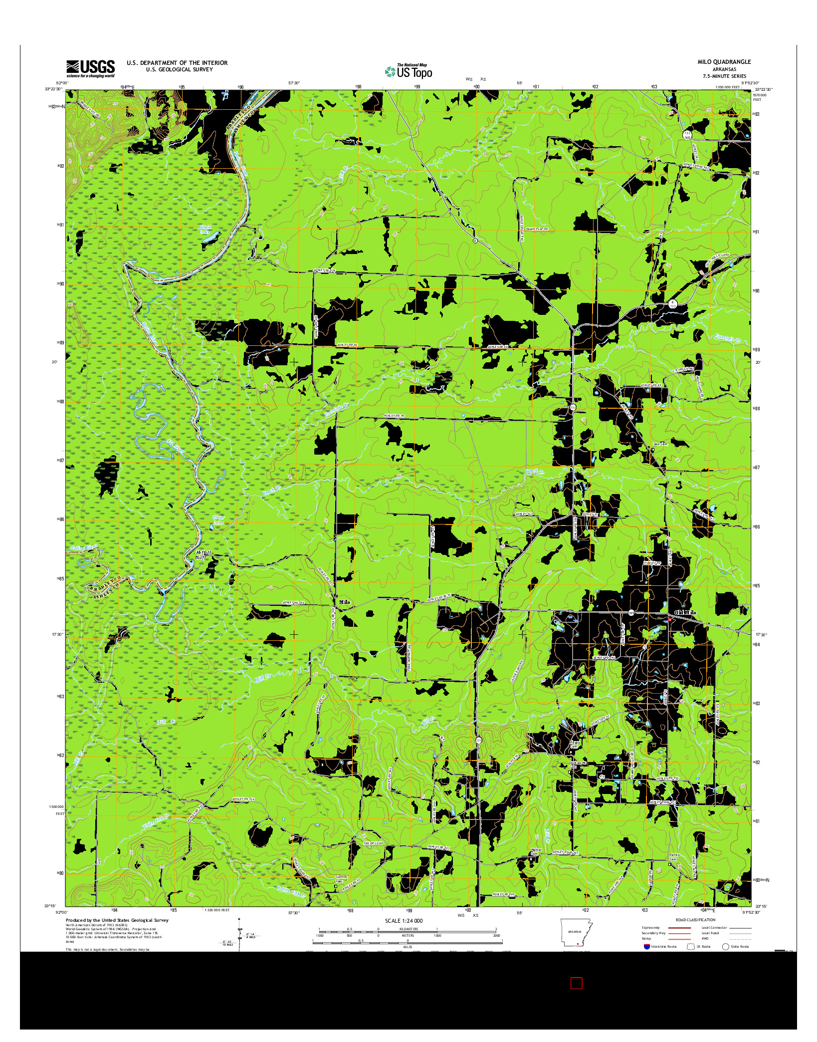 USGS US TOPO 7.5-MINUTE MAP FOR MILO, AR 2017