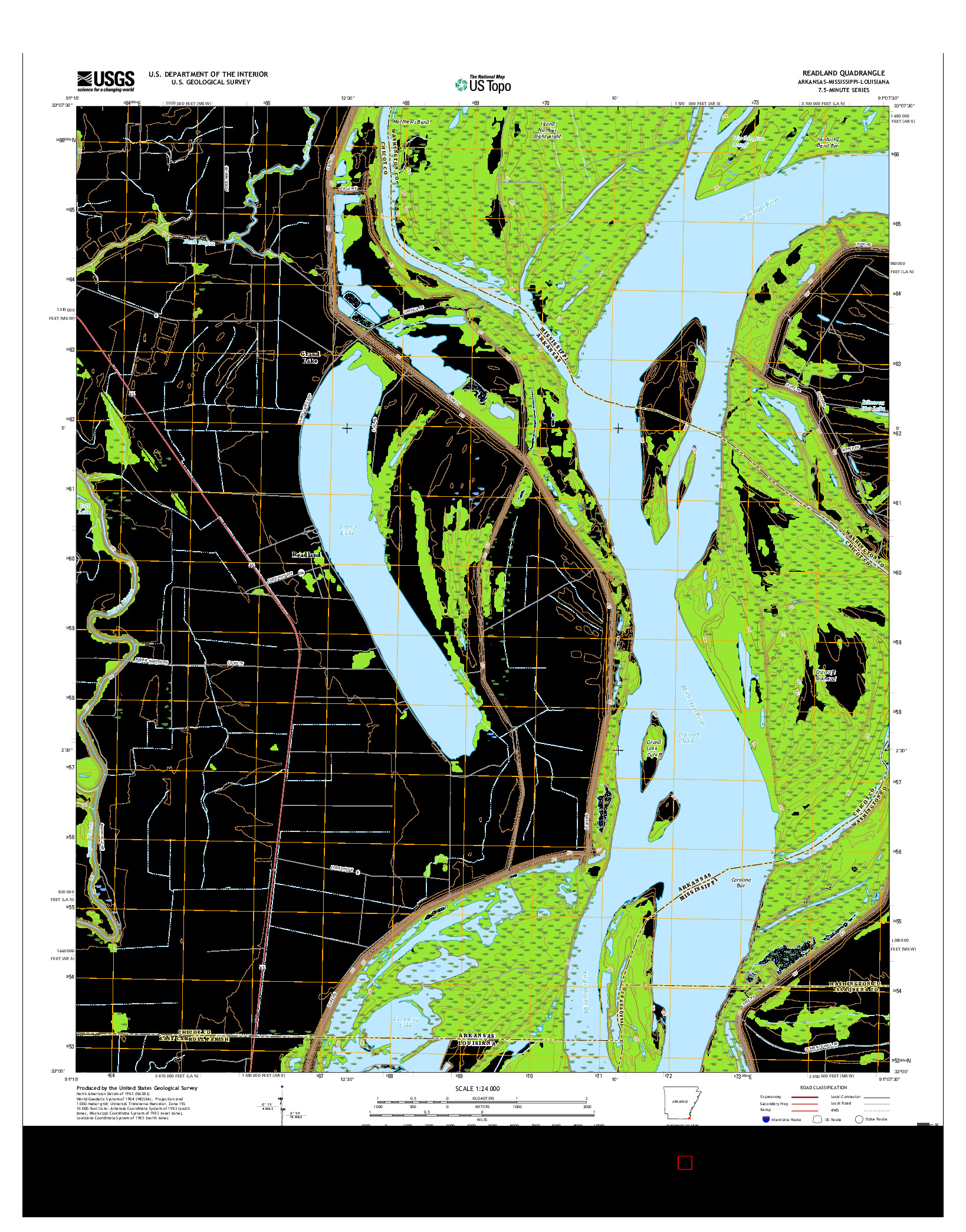 USGS US TOPO 7.5-MINUTE MAP FOR READLAND, AR-MS-LA 2017